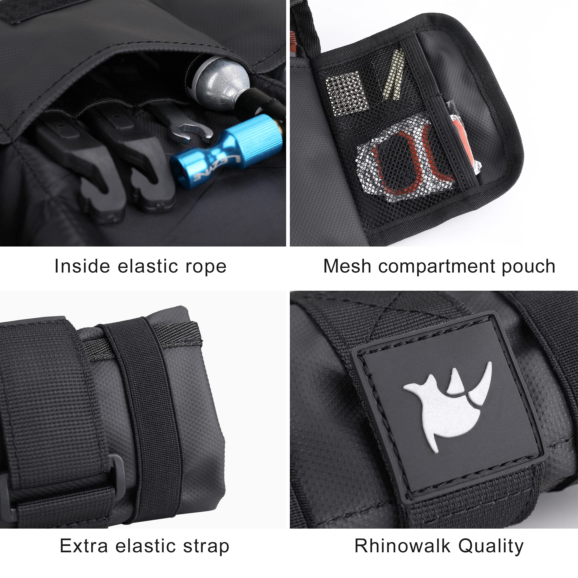 Rhinowalk Bike Saddle Bag - Waterproof Bicycle Roll Tool Pouch for Repair Tools & Accessories - Compact Storage for Mountain Bike, Road Bike, MTB & Fixed Gear - Perfect for Cycling Commutes & Outdoor Adventures