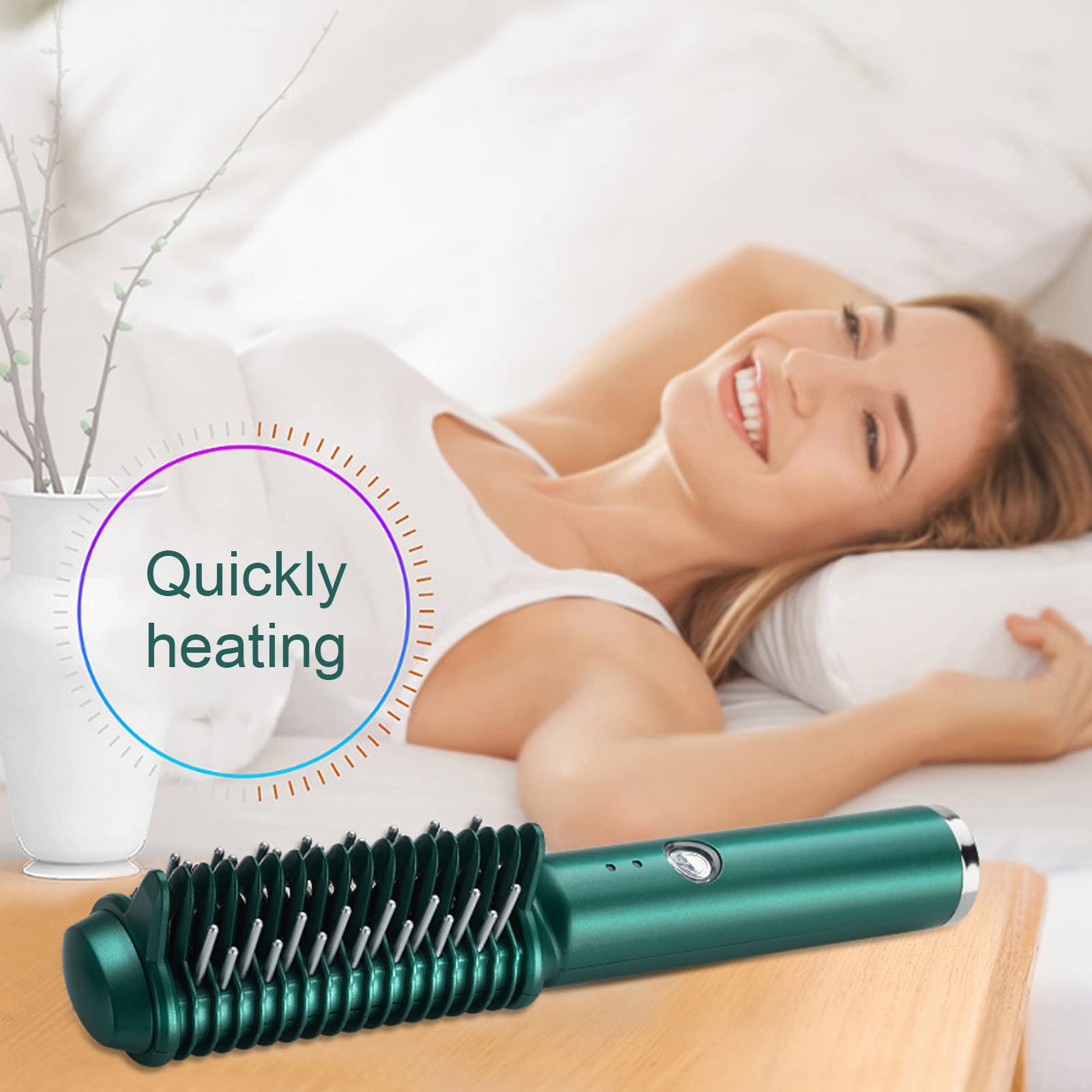 LV.Life Cordless Hair Straightener Brush - USB Rechargeable Fast Heating Styling Tool with Anti-Scald Design for Women & Men - Perfect for Travel, Home Use & Salon Styling