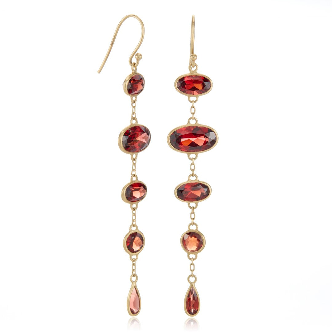 Elegant Garnet Ellipse Drop Earrings for Women – Perfect for Weddings, Parties & Special Occasions
