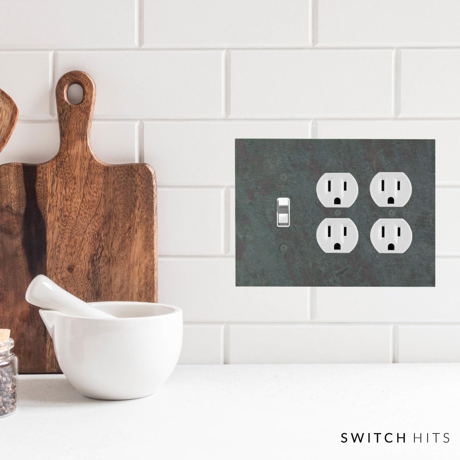 Decorative 3 Gang Electrical Switch Plate Cover - Mottled Vermont Slate Finish | Light Switch & Outlet Wall Plate (6.75” W x 5” H) | Durable Faceplate for Home, Office & Commercial Use | Perfect for Living Room, Bedroom & Kitchen Decor