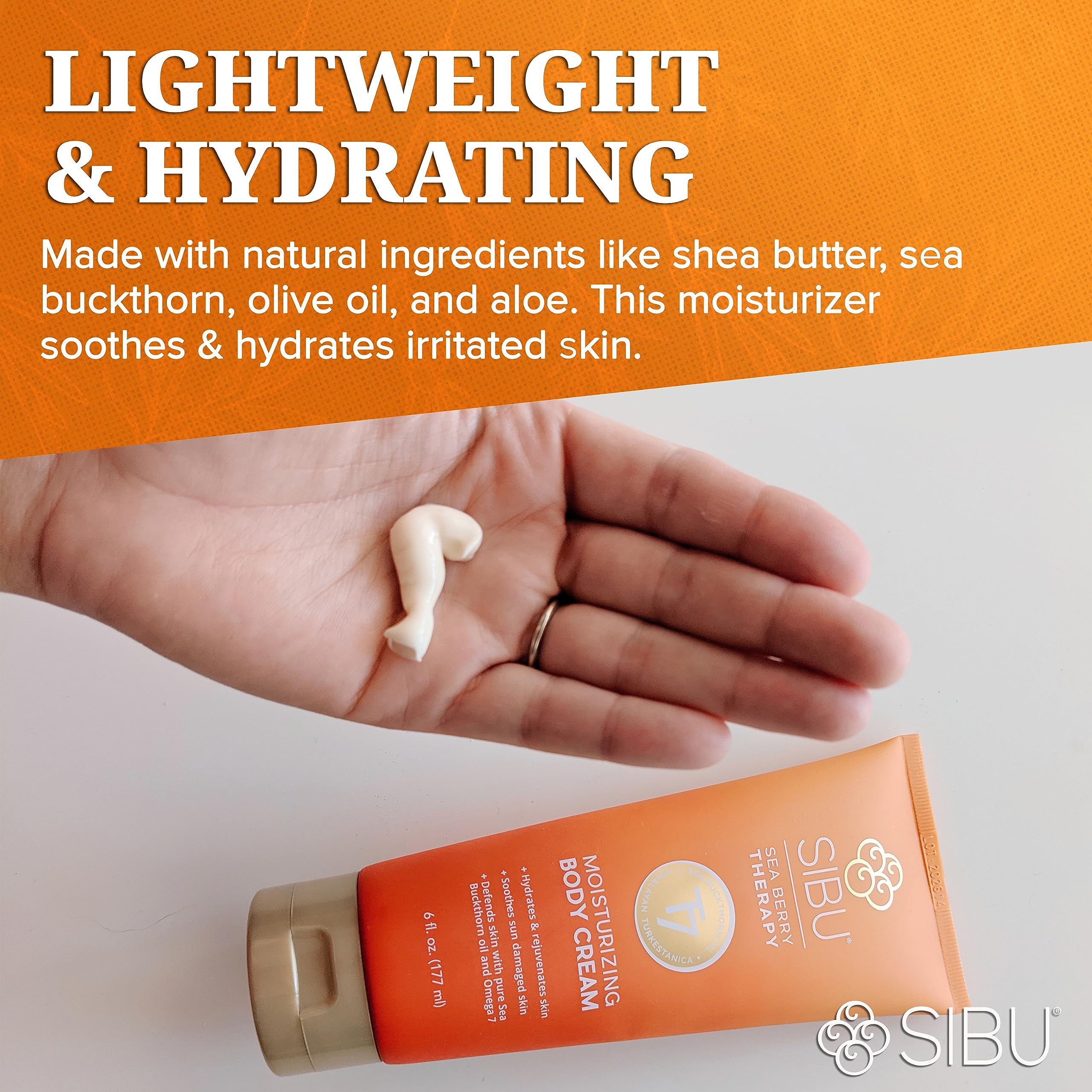 Premium Himalayan Sea Buckthorn Moisturizing Body Cream - 6oz Lightweight Hydrating Lotion for Dry Skin Repair & Protection | Daily Moisturizer for Face, Hands & Body Care