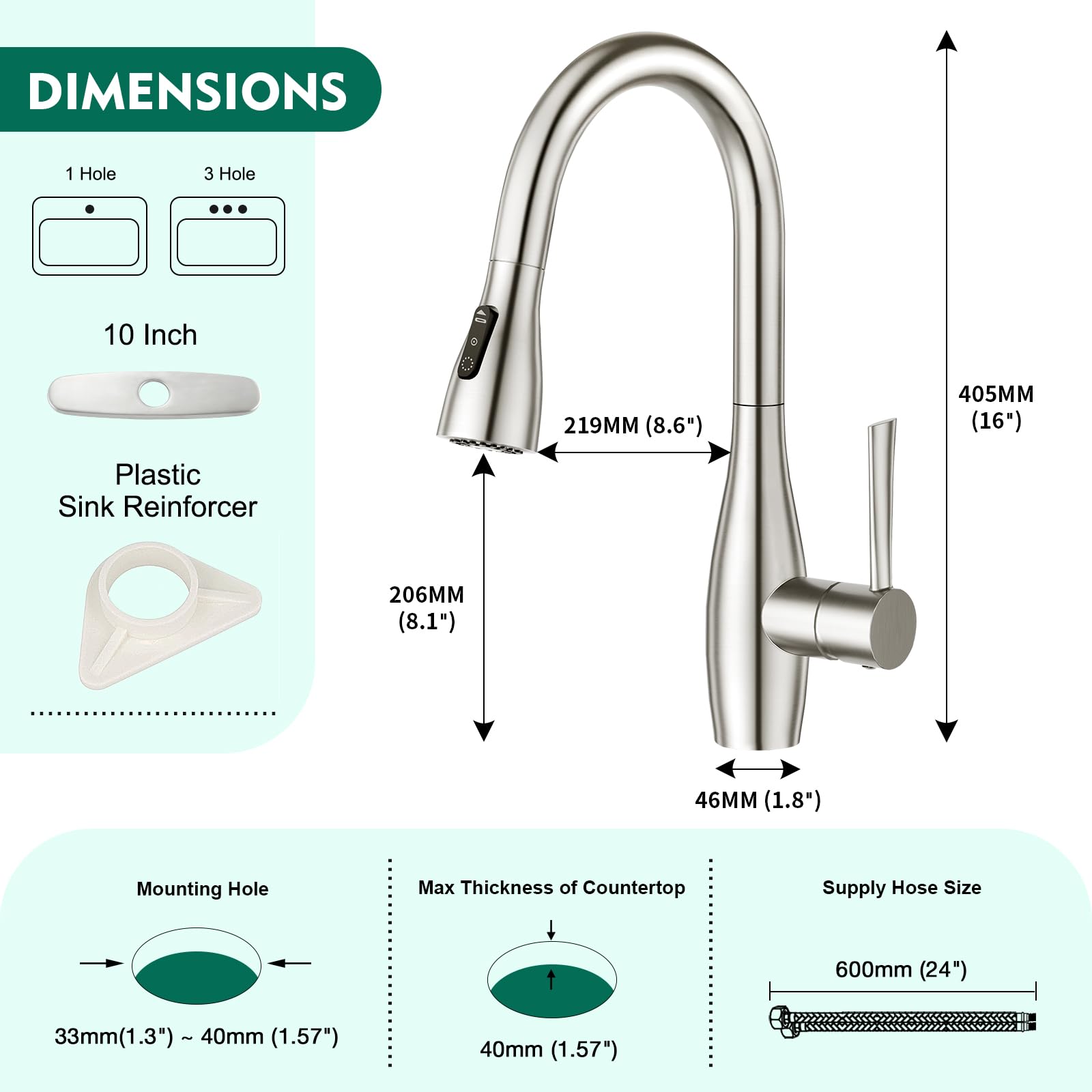 Touchless Kitchen Faucet with Pull Down Sprayer - Fingerprint Resistant Single Handle Bar Sink Faucet for RV, Wet Bar & Home Kitchen - 360° Swivel Design with 8