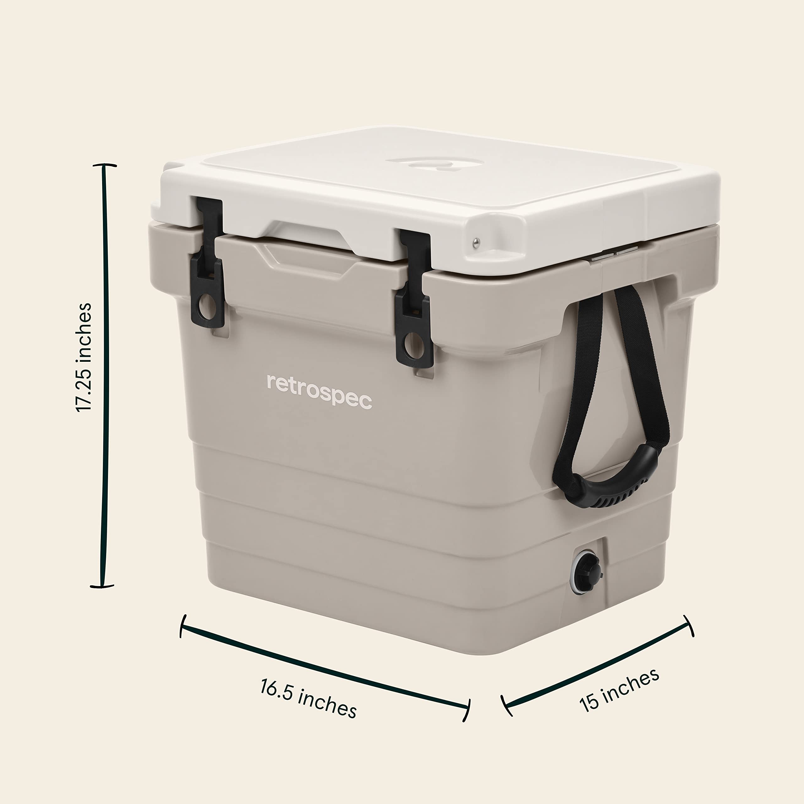 Retrospec Palisade Rotomolded Cooler - Fully Insulated Portable Ice Chest with Built-in Bottle Opener, Tie-Down Slots & Dry Storage Basket - 25QT, 45QT, 65QT Sizes for Beach, Camping, Travel & Outdoor Adventures - Perfect for Picnics, Tailgating & Road Trips