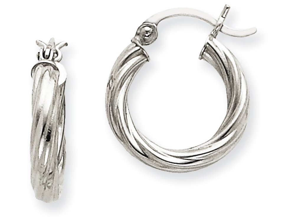 FJC Finejewelers 14k White Gold Polished 3.25mm Twisted Hoop Earrings for Women - Elegant Everyday Jewelry Gift for Her, Perfect for Parties, Weddings & Special Occasions