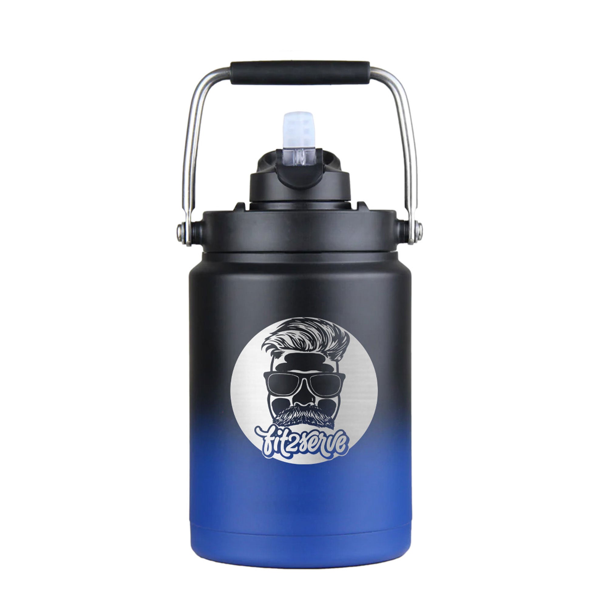 FIT2SERVE Custom Half Gallon Water Jug - Personalized Insulated Stainless Steel Water Bottle for Gym, Hiking & Outdoor Activities