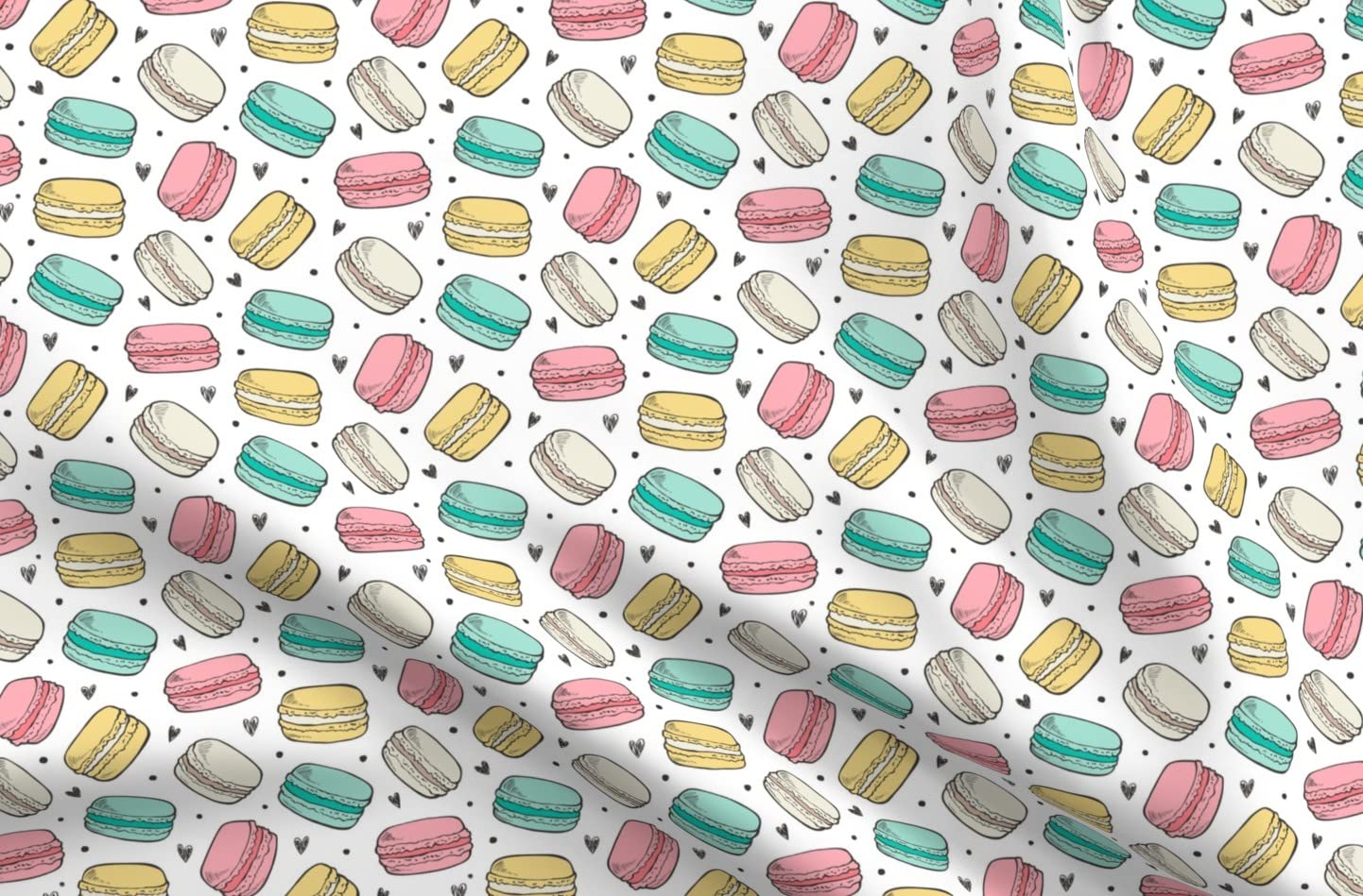 Macaron Bakery Cookies Printed Minky Fabric Fat Quarter - Soft Plush for Sewing Baby Blankets, Quilt Backing & DIY Crafts - Sweet Candy Food Themed Fabric for Nursery Decor & Gift Projects