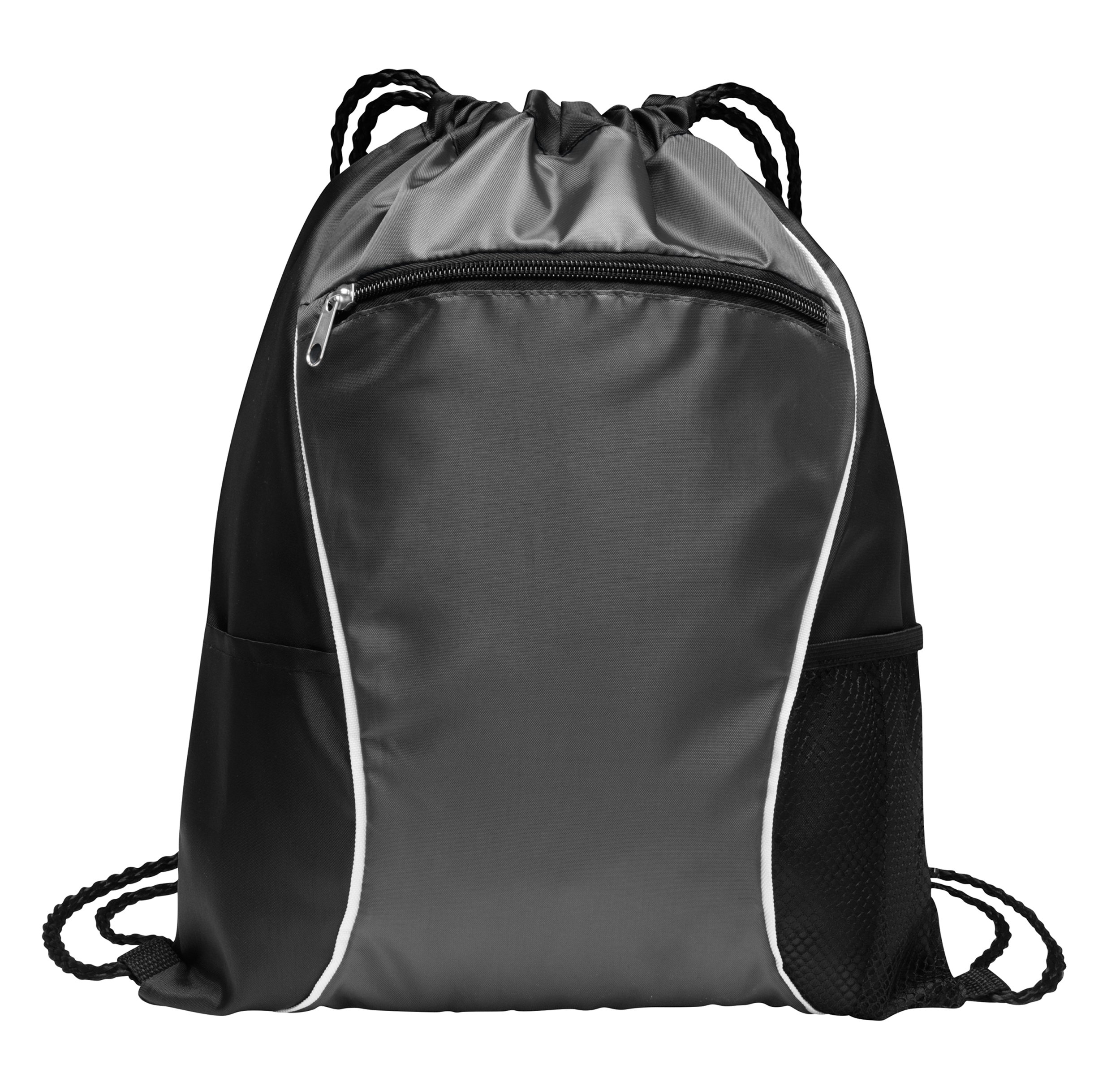 Durable Two-Tone Polyester Drawstring Backpack - Bulk 6-Pack Gym Bags for Sports, Travel & Promotional Giveaways (Deep Smoke Color)