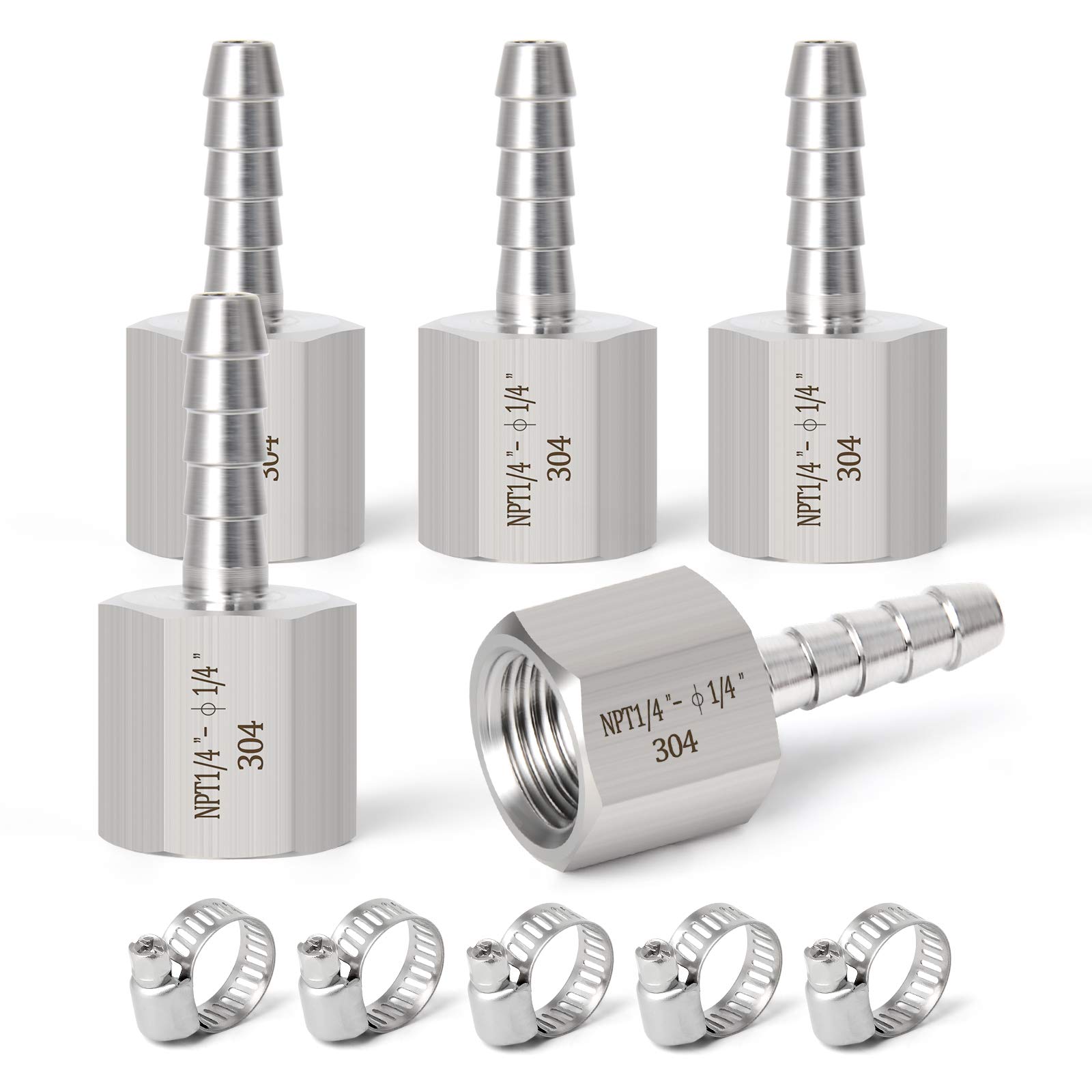 TAISHER 2PCS 304 Stainless Steel Air Hose Fittings 1/4