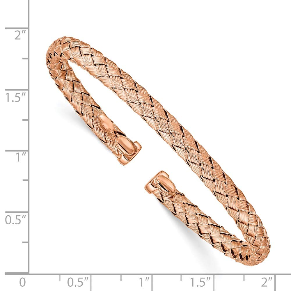 925 Sterling Silver Rose Gold Plated Textured Bangle Cuff Bracelet for Women - Elegant Stackable Jewelry for Everyday Wear, Date Night & Special Occasions