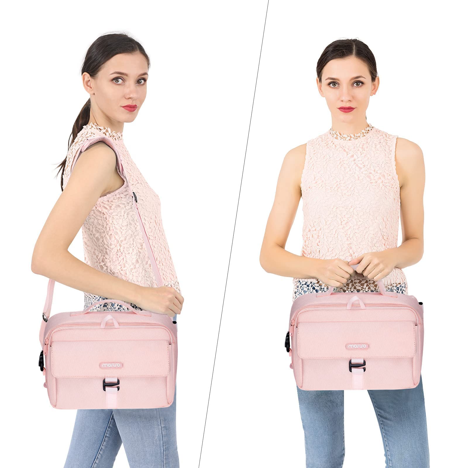 MOSISO Waterproof DSLR Camera Backpack 15-16 Inch - Hardshell Case & Crossbody Messenger Bag for Canon Nikon Sony Mirrorless/SLR Cameras (Pink) - Perfect for Travel, Photography & Outdoor Adventures