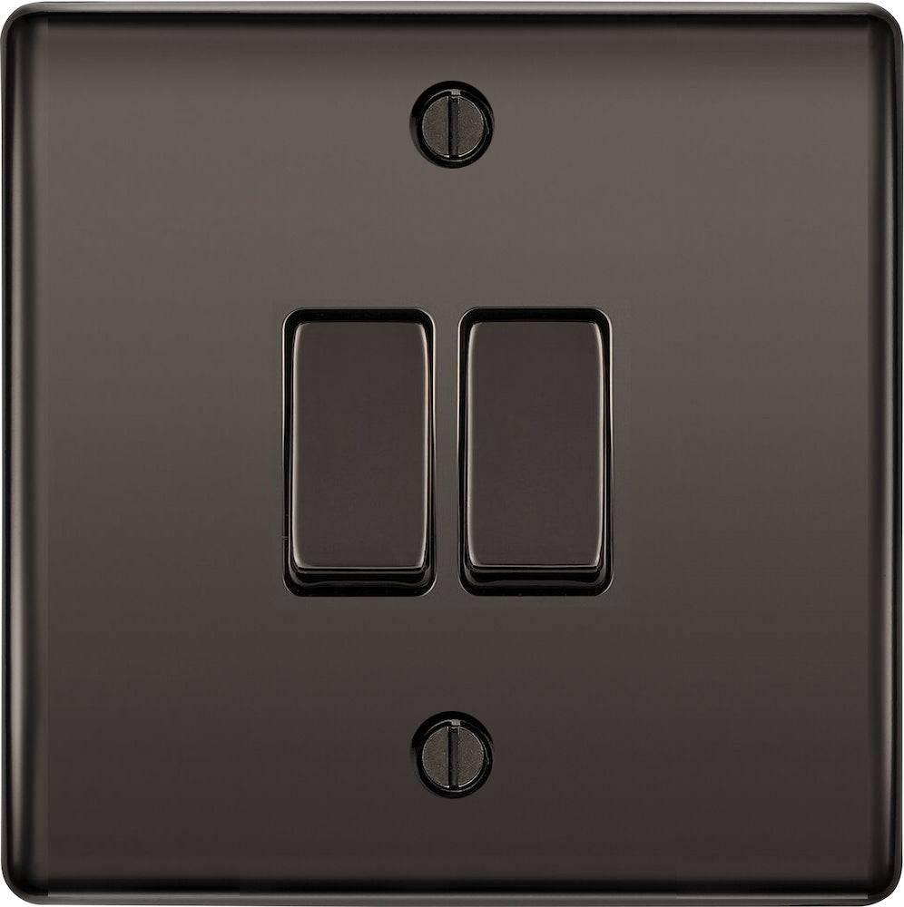 BG Nexus Metal Black Nickel 2W & Intermediate Light Switch NBN2WINT - Premium Electrical Switches for Home and Office Lighting Control