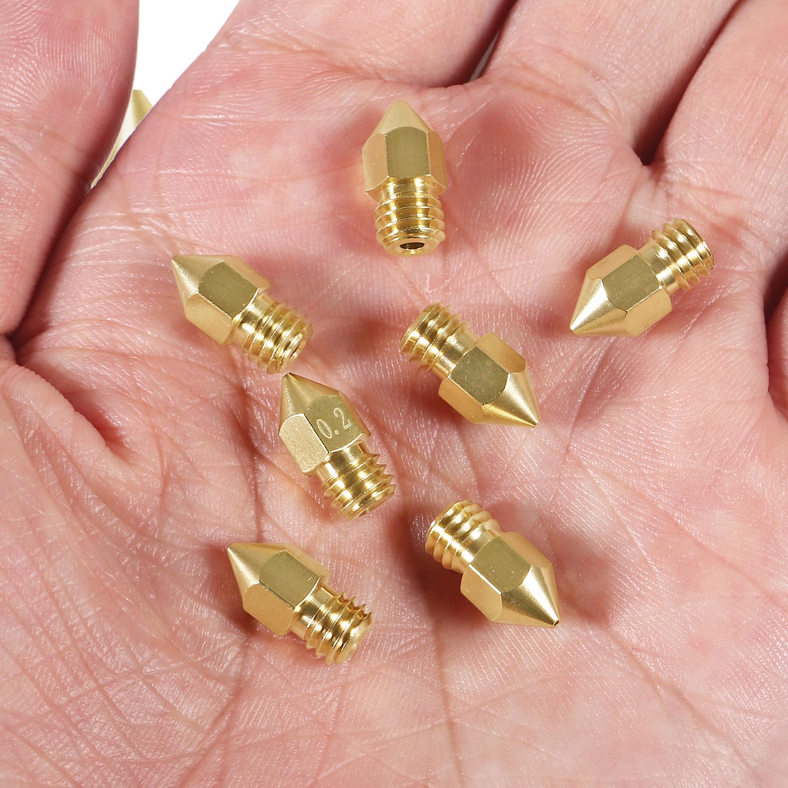Aokin 8-Pack 0.5mm MK8 Extruder Nozzles - High Precision 3D Printer Nozzles Compatible with Creality Ender 3/3 Pro/3 V2, Ender 5/5 Pro, CR-10/10S, Makerbot, Anet A8 - Perfect for PLA, ABS, PETG Filament Printing
