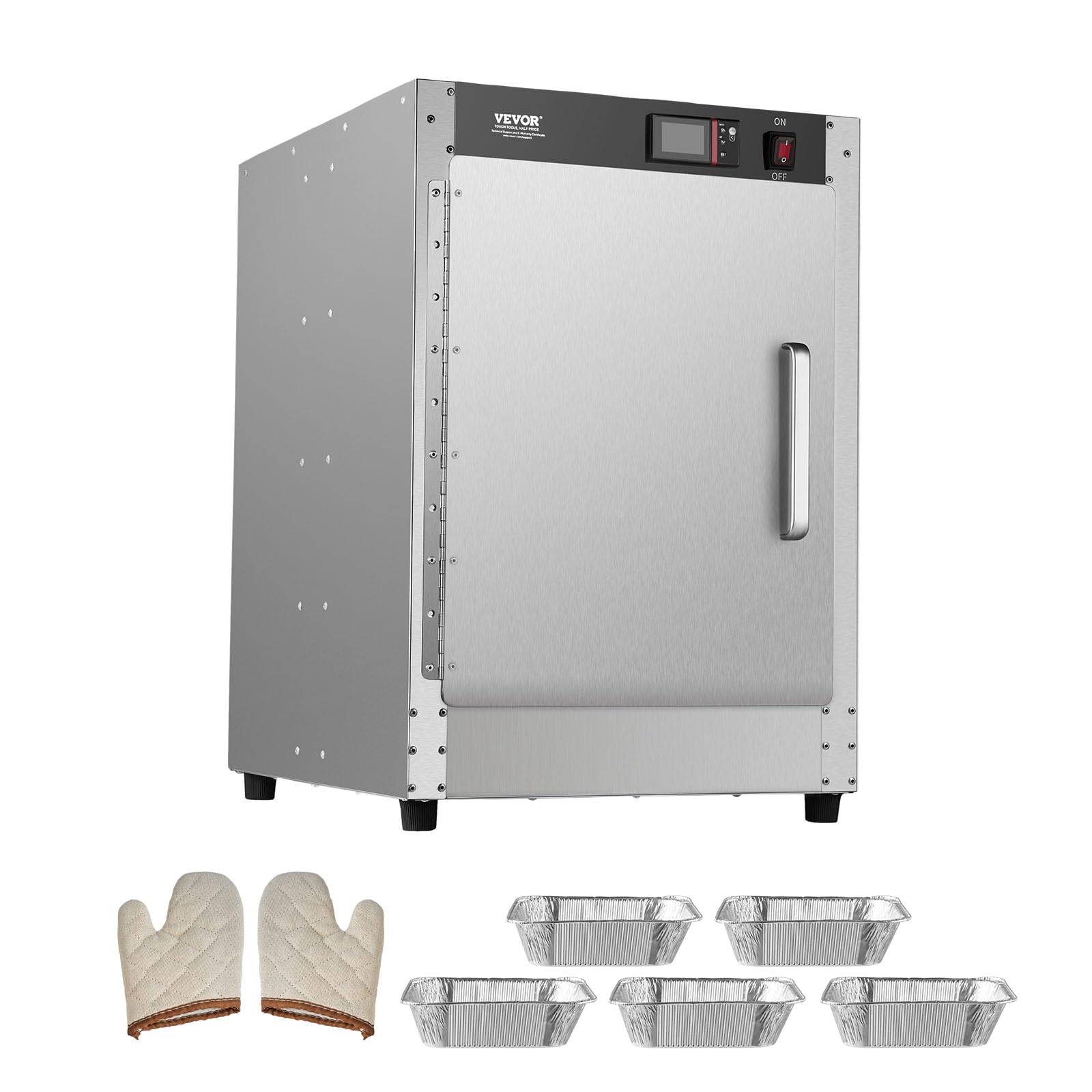 VEVOR 5-Tier Commercial Food Warmer Cabinet - Stainless Steel Hot Box with Adjustable Shelves, Water Tray & 5 Pans - Perfect for Restaurants, Catering & Pizza Keeping | Ideal for Buffets, Cafeterias & Food Service Businesses