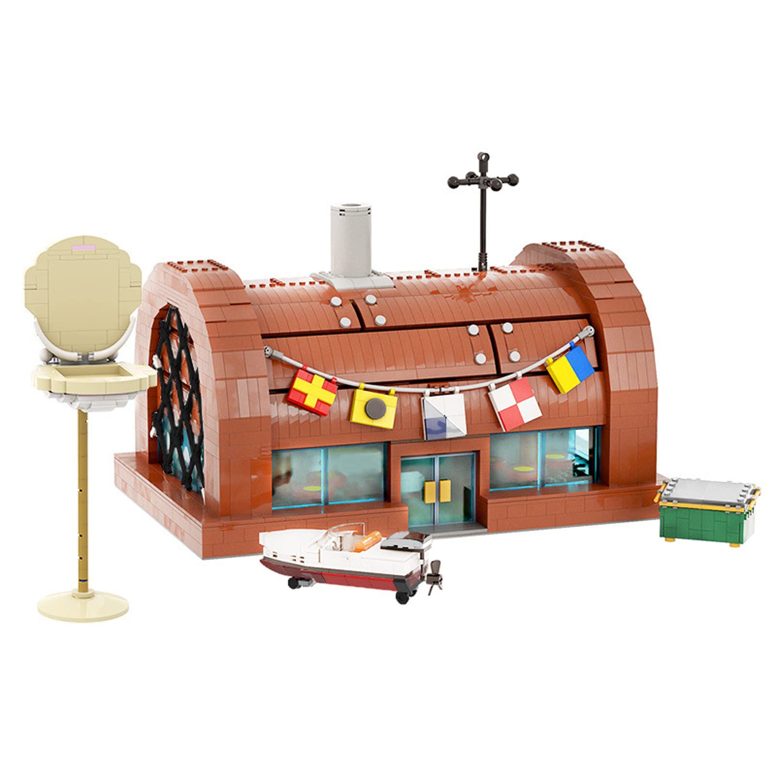 WANZPITS Krusty Krab Restaurant Building Kit (3458 Pieces) - MOC-82378 Displayable Model with Detailed Design | Perfect for Cartoon Fans & LEGO Enthusiasts | Great Gift for Birthday, Christmas & Collectors
