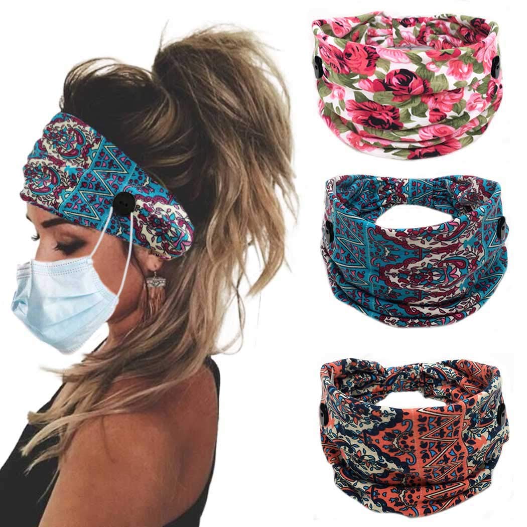 Bohemian Knotted Headband for Women & Girls - Stretchy Wide Yoga Headwear for Sports, Gym, Workouts & Daily Use - 3-Pack Boho Hair Accessories (Perfect for Running, Yoga, Fitness & Casual Wear)
