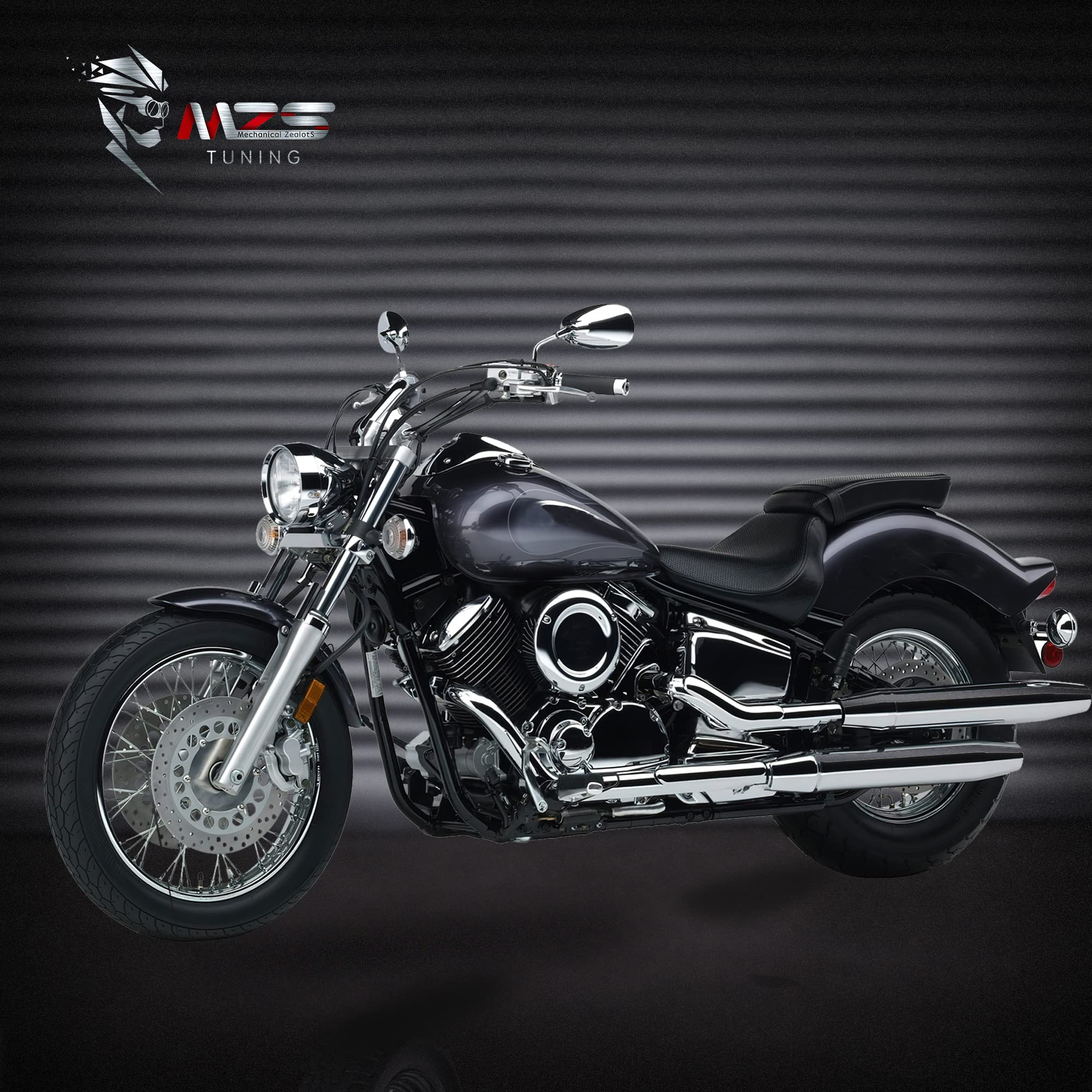 MZS Chrome Adjustable Cruiser Motorcycle Mirrors - Universal Fit for Kawasaki Vulcan 500-2000, Suzuki Boulevard & Intruder - Durable Touring Side Mirrors for Enhanced Rear View Safety | Perfect for Highway Cruising & Long-Distance Rides