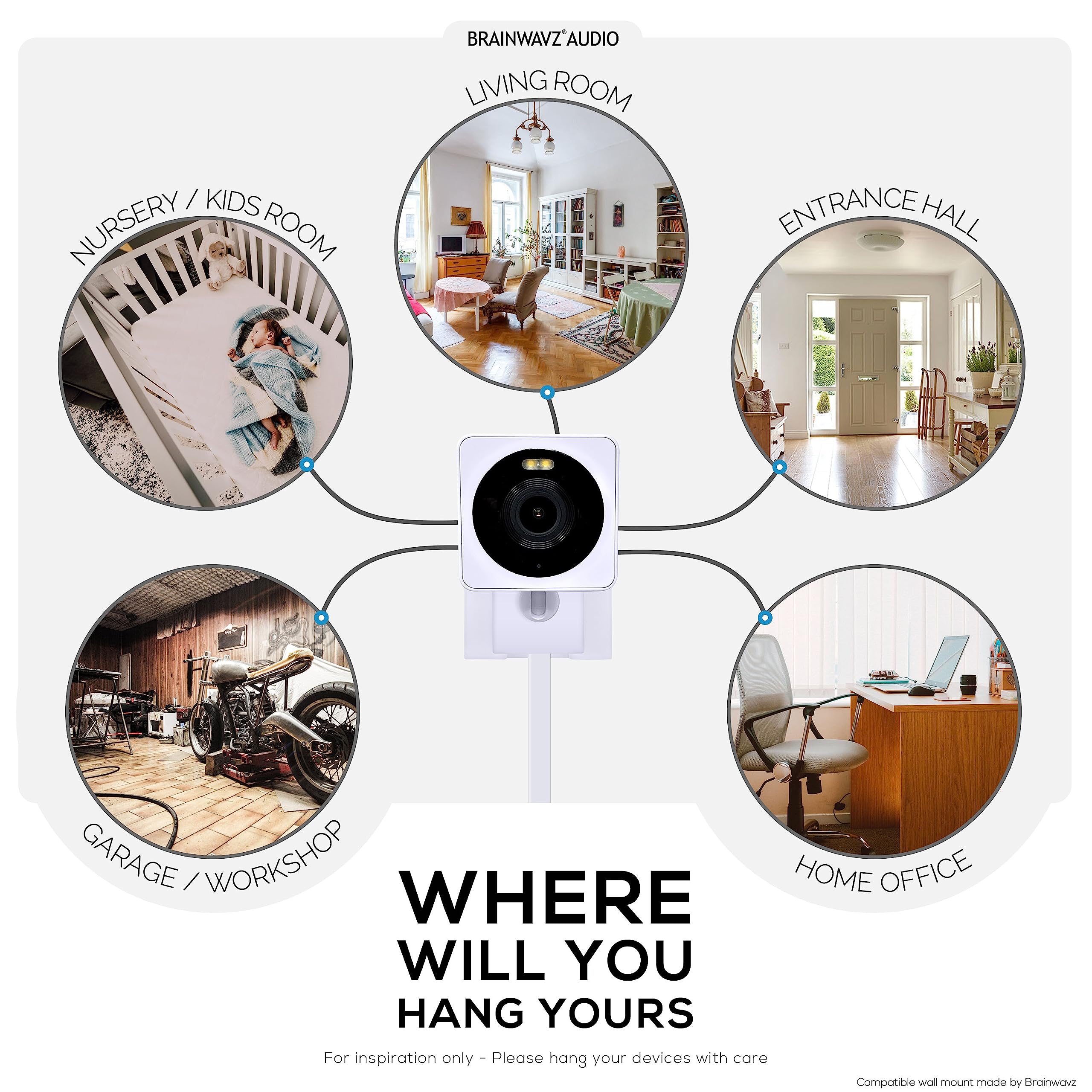 2 Pack White Adhesive Wall Mount for WYZE Cam OG Indoor/Outdoor 1080p Wi-Fi Security Camera - Easy Install Camera Holder Bracket, Reduce Blind Spots & Clutter - Perfect for Home, Office & Garage Surveillance