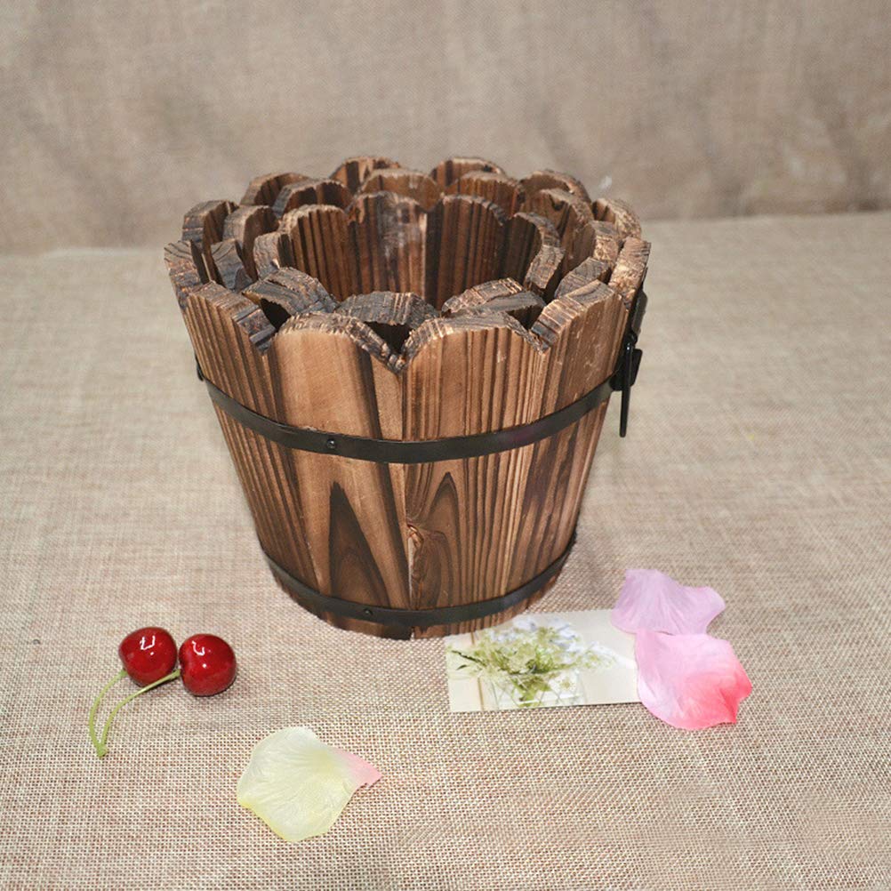 Handmade Carbonized Wood Succulent Planter Pot - Small Decorative Flower Pot for Desk, Office & Home Decor - Perfect for Succulents, Cacti & Air Plants