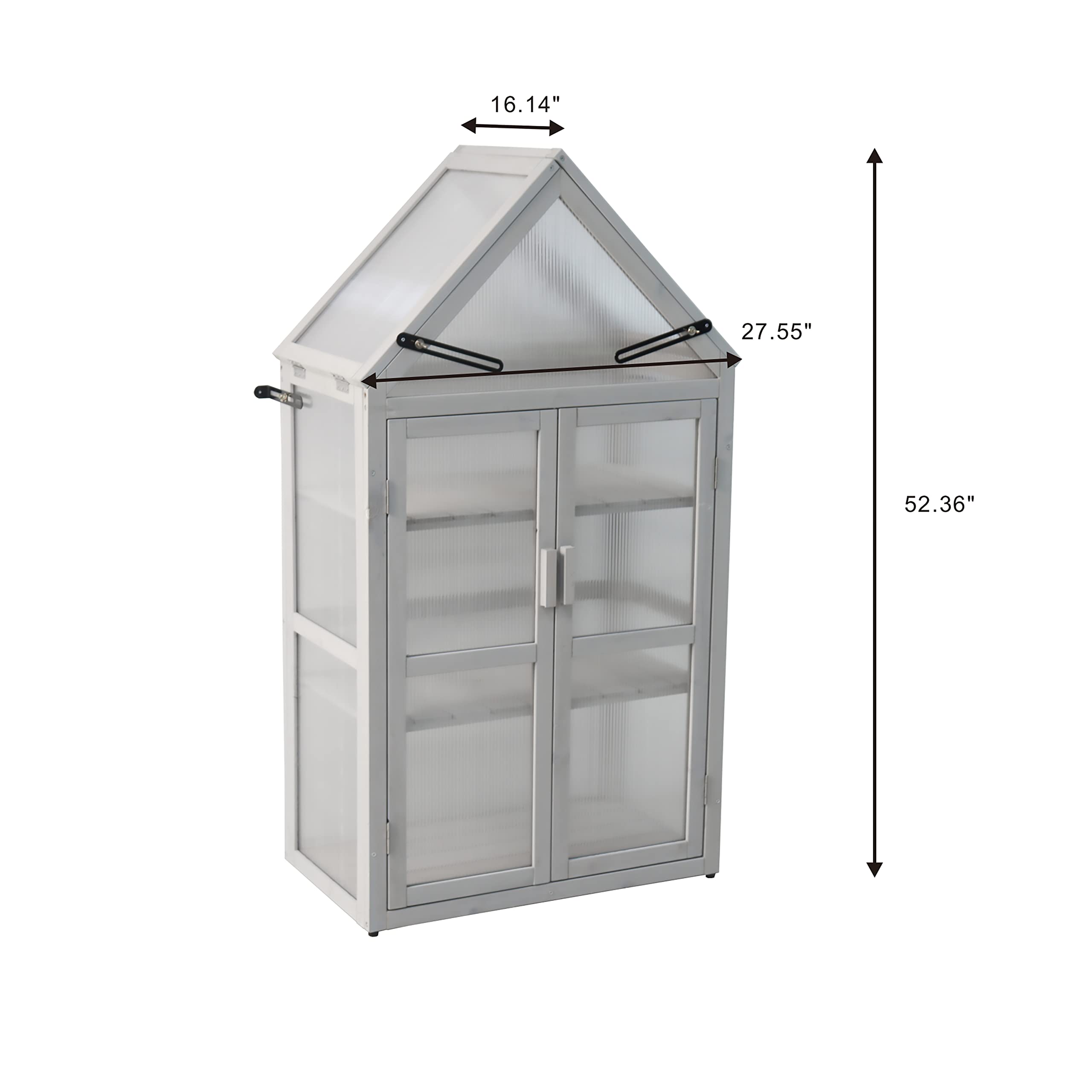 Upgraded Mini Greenhouse Kit for Outdoor & Indoor Use - Adjustable Shelving Small Wood Cold Frame Plant Stand Cabinet for Garden, Patio, Balcony, Apartment & Porch - UV-Resistant Gray Greenhouse for Herbs, Flowers & Seedlings