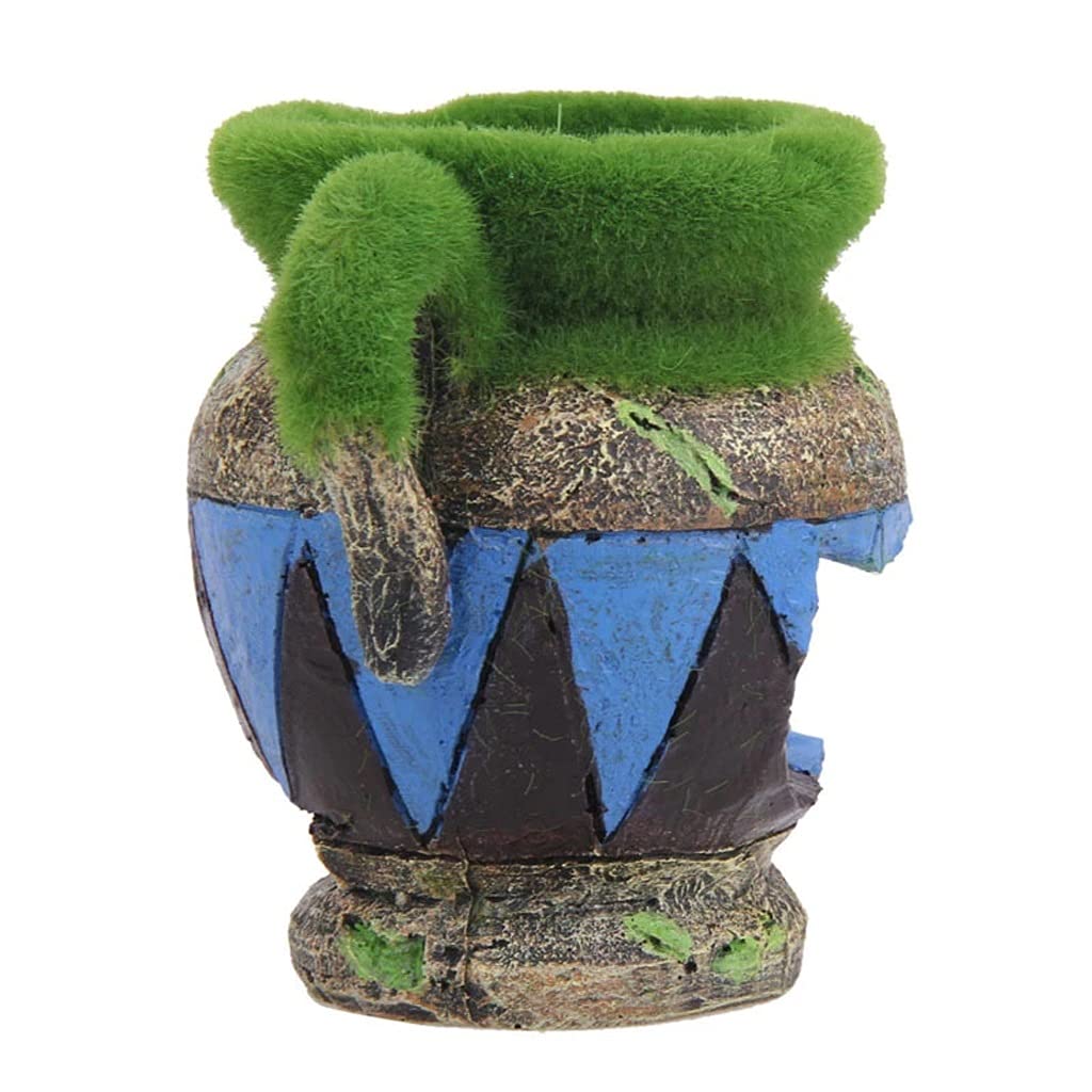 SLATIOM Vintage Resin Aquarium Vase - Fish Tank Shelter Cave Decor for Betta Fish, Reptiles & Aquatic Pets | Natural Hideout for Shrimp, Hermit Crabs | Unique Home & Office Aquascape Decoration