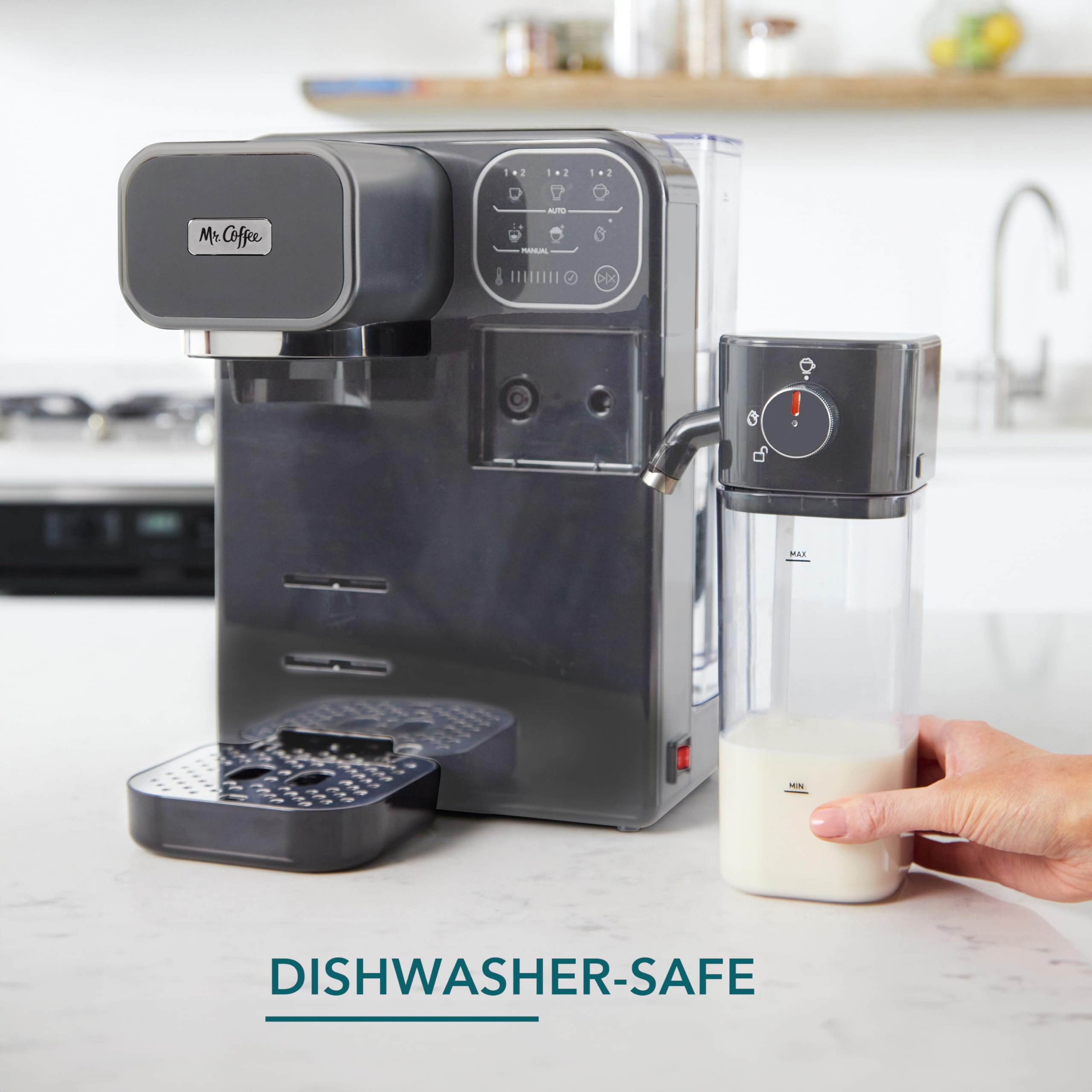 Mr. Coffee Prima Latte Luxe Espresso Machine - Single & Double Shot, Cappuccino & Latte Maker with Optimized Milk Frother & One-Touch Control - Perfect for Home, Office & Coffee Shop Use