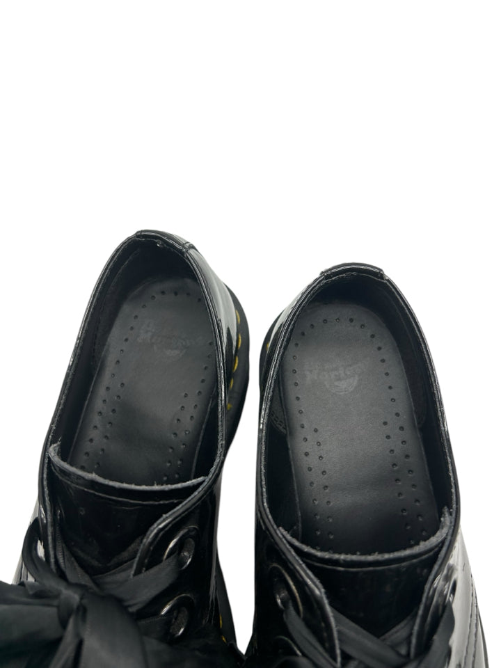 Dr. Martens Holly Patent Oxford Shoes for Women - Size 8.5 | Classic Black Leather Lace-Up Oxfords for Work, Office & Casual Outfits