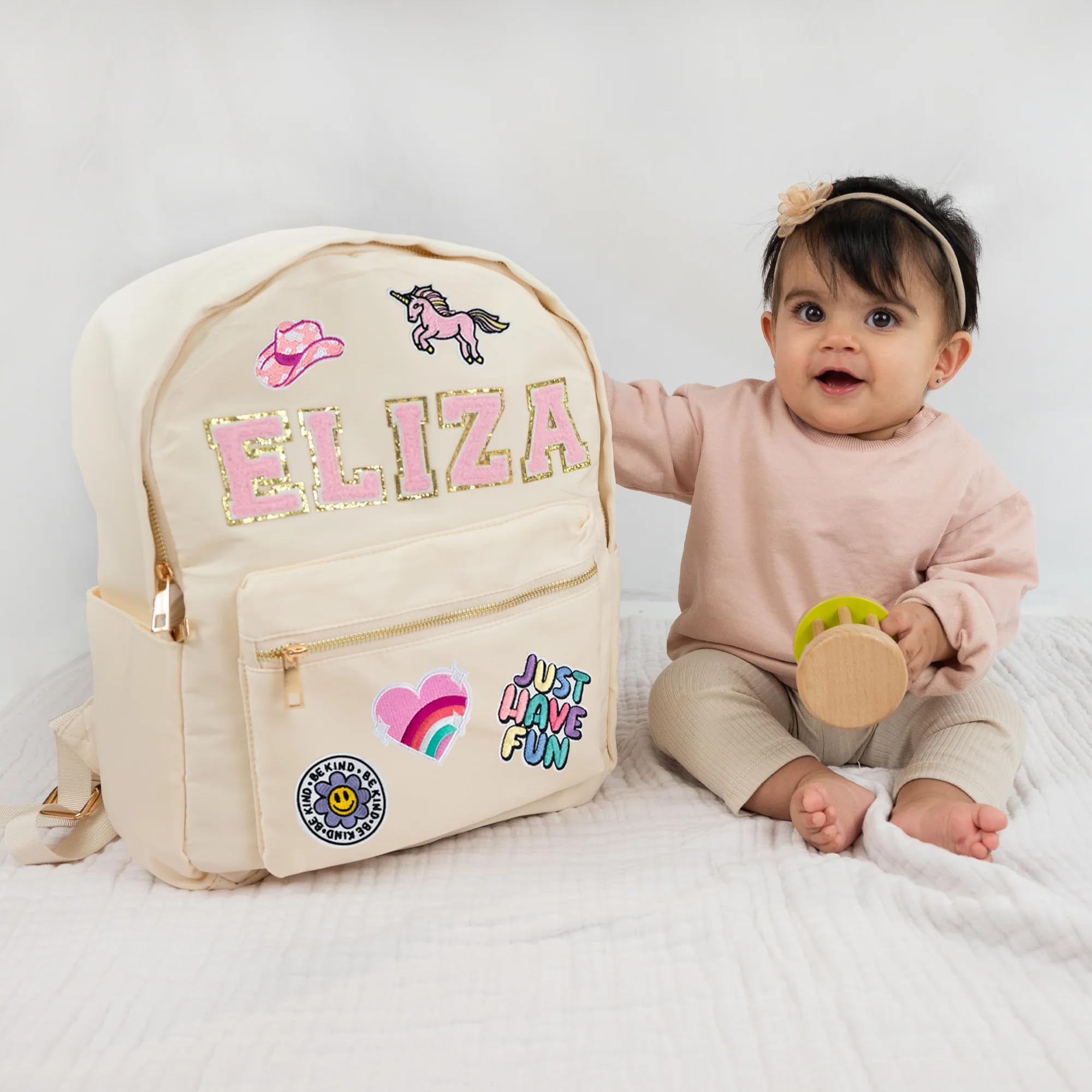 **Personalized Kids Backpack for School - Custom Name Patch Nylon Bookbag for Boys & Girls - Durable Preppy Backpack for Birthday, Christmas Gifts - Perfect for Daily Use, Travel & Outdoor Adventures**