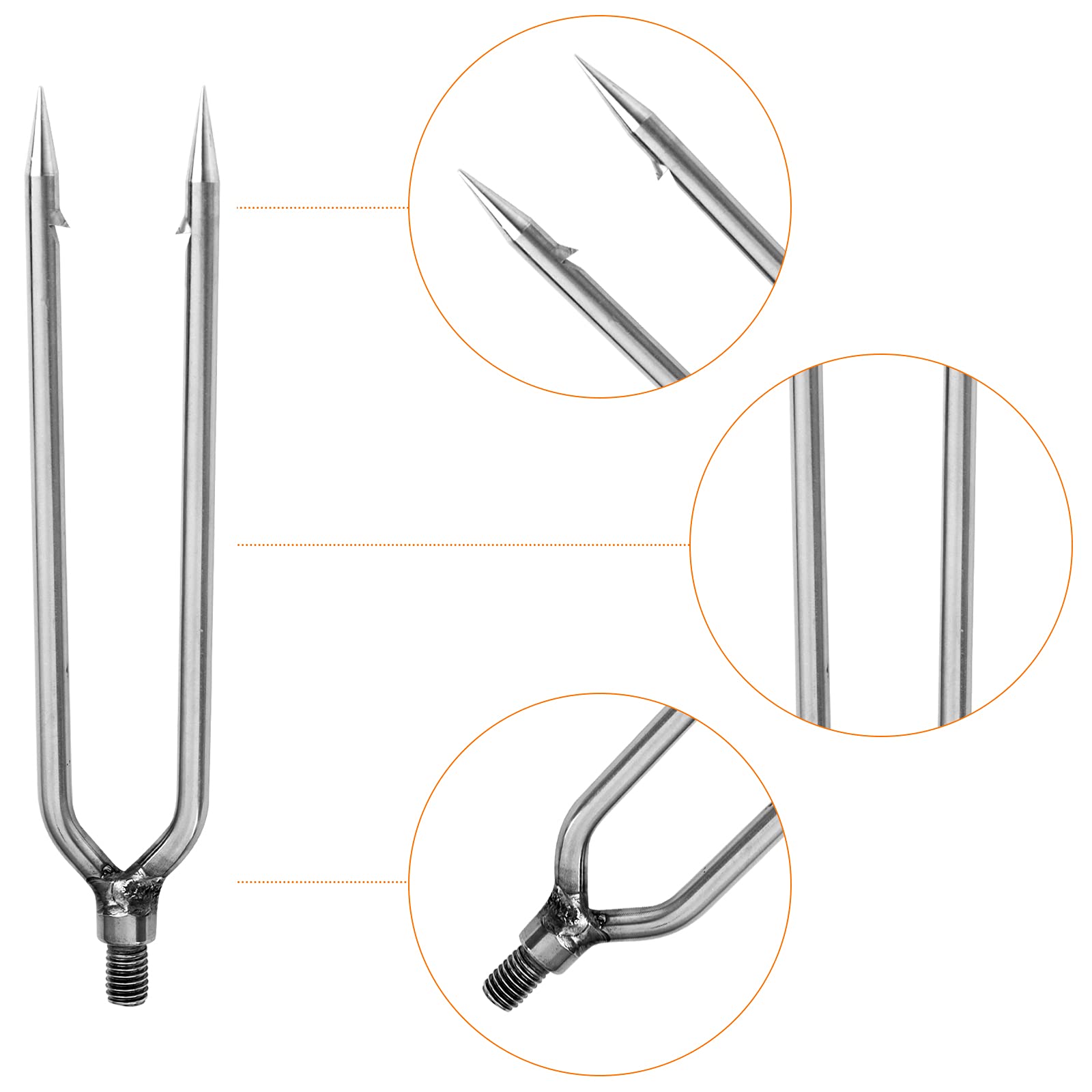 Stainless Steel Fishing Harpoon Spear with Aluminum Alloy Rod - 8mm Screw Barbed Gig Gaff for Landing Large Fish & Frog | Perfect for Saltwater Fishing, Spearfishing & Outdoor Adventures