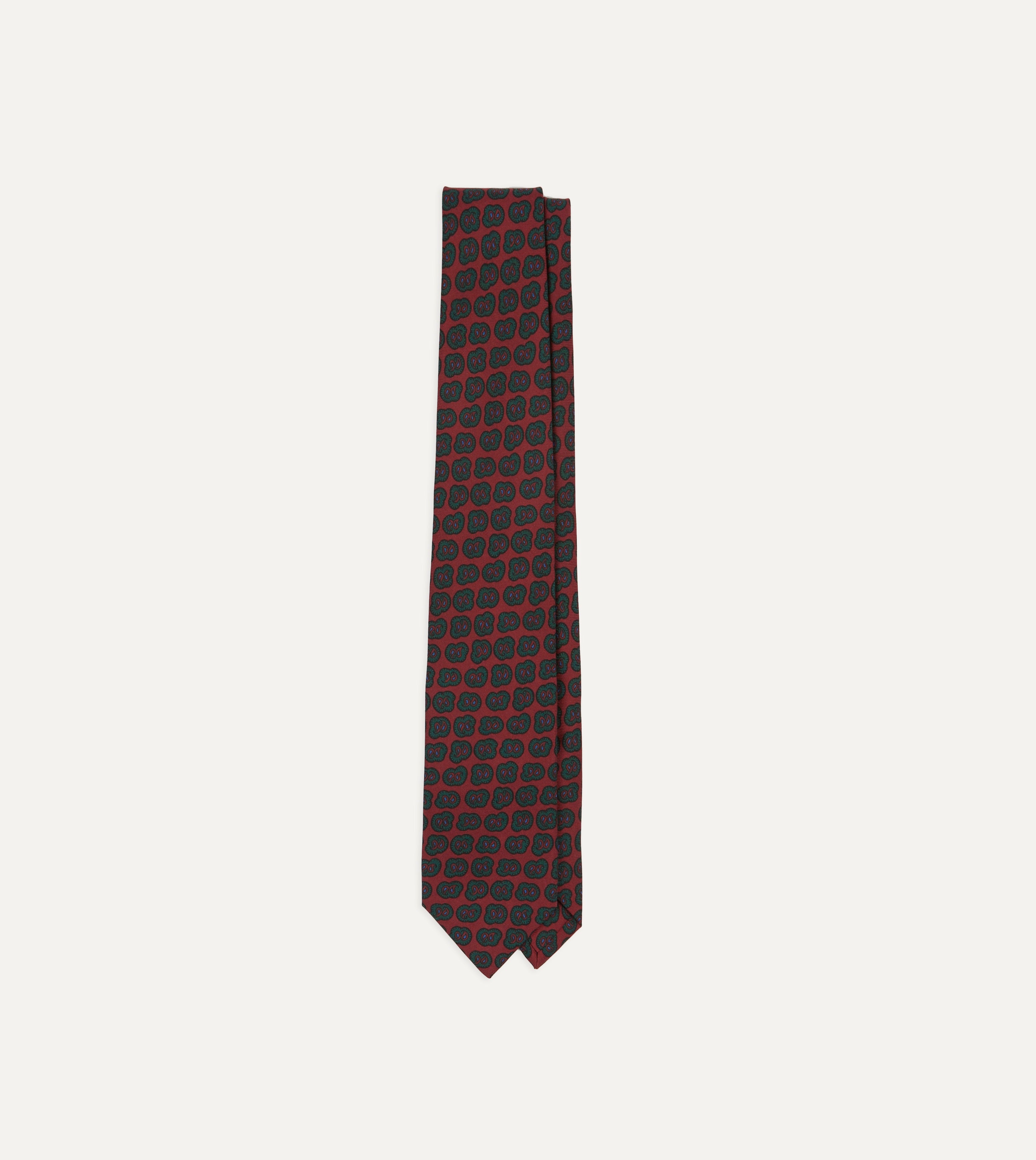Elegant Red & Green Paisley Silk Necktie with Double Leaf Print - Perfect for Weddings, Business Meetings & Formal Occasions
