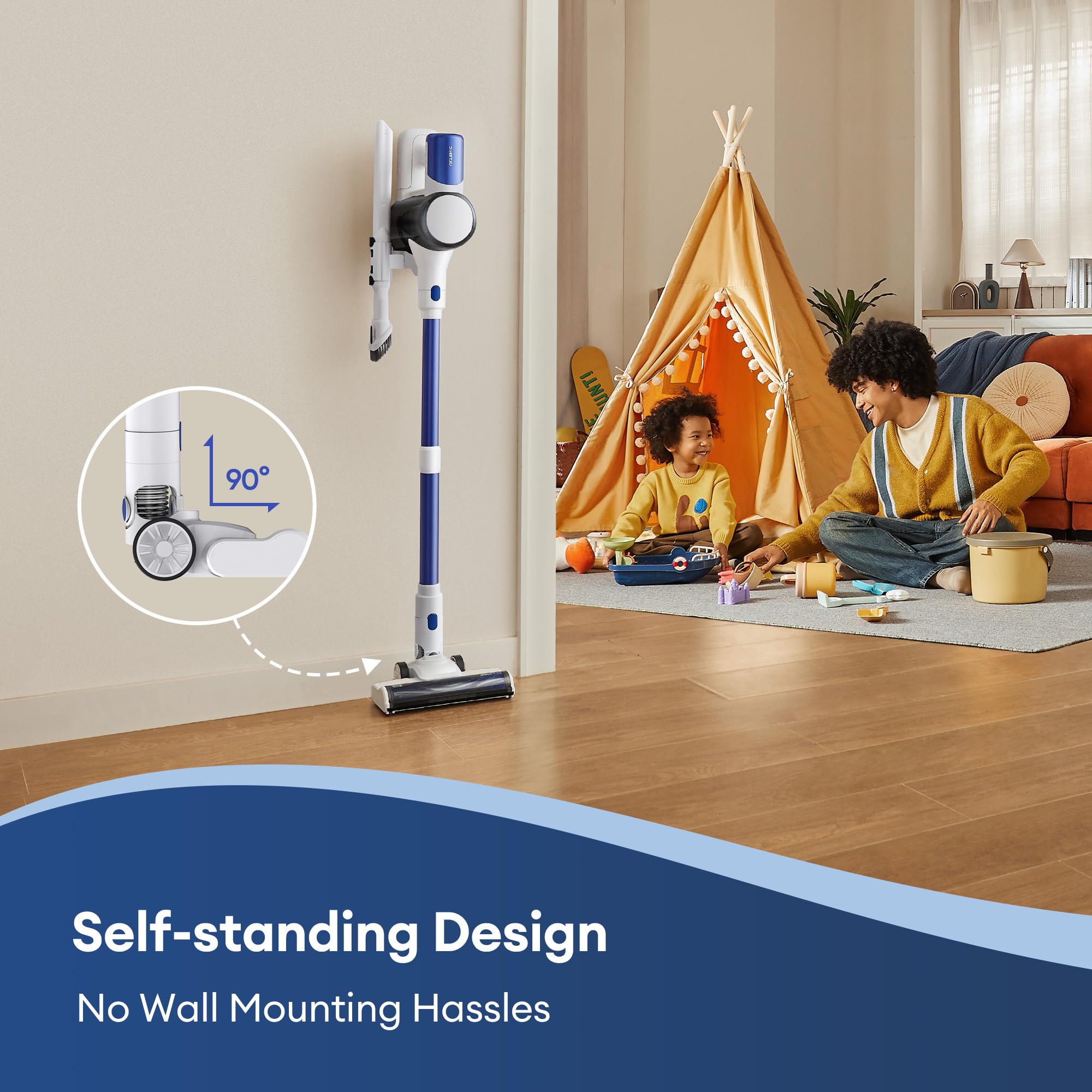 Ultenic U10 Ultra Cordless Stick Vacuum Cleaner - 450W Powerful Motor, 30KPa Strong Suction, 40min Runtime, Anti-Tangle Brush, 1L Large Dustbin - Lightweight Vacuum for Pet Hair, Hardwood Floors, Carpets - Perfect for Home Cleaning & Quick Pickups
