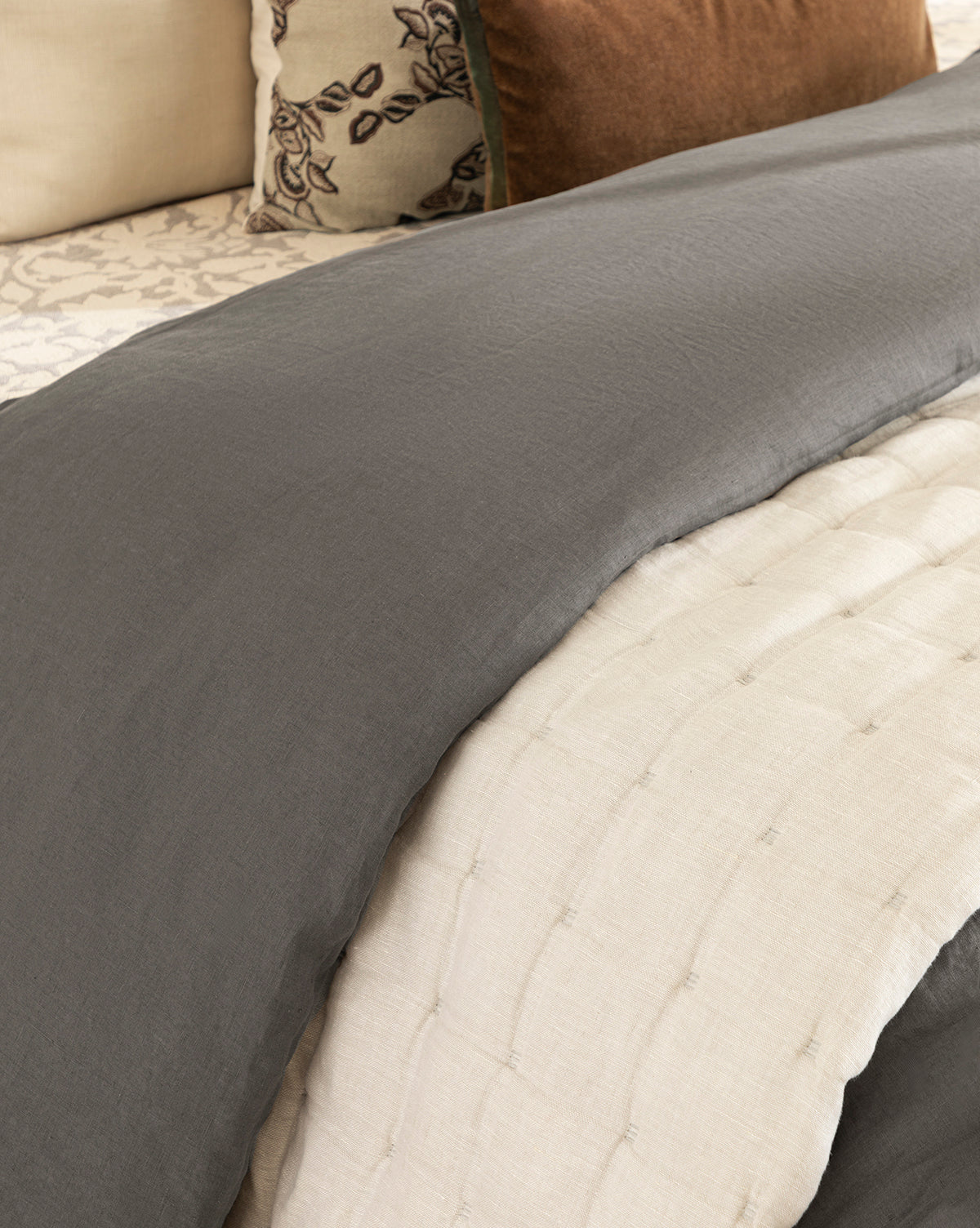 Penelope Gray Linen Duvet Cover Set - Breathable & Soft 100% Flax Linen Bedding for All Seasons | Perfect for Master Bedroom, Guest Room & Airbnb
