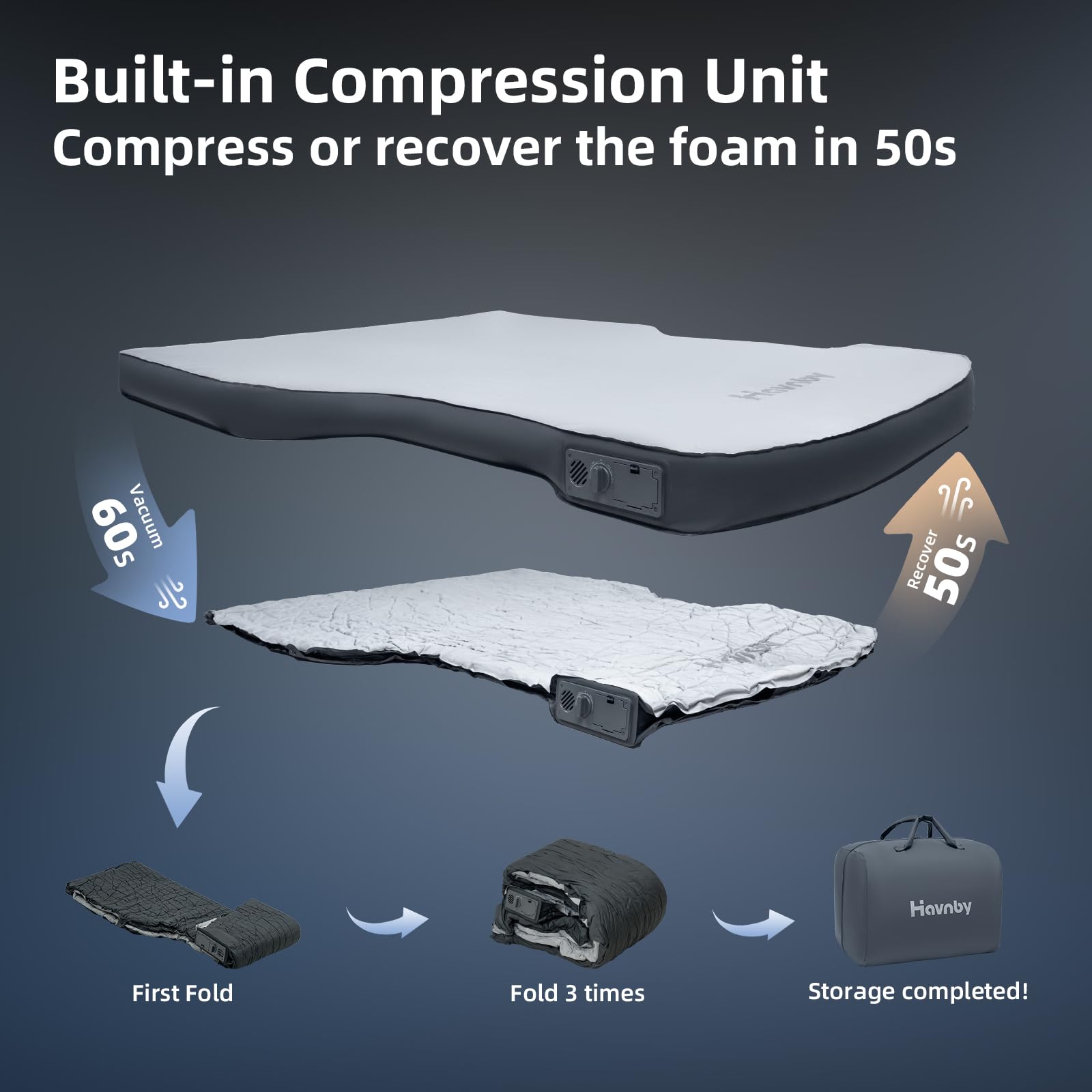 4.5 Inch Foam Mattress for Tesla Model S3XY - Full Size Bed with Vacuum Compression | Perfect for Road Trips, Camping, Job Shifts & Naps | Includes Cigarette Lighter Extension Cord & Eye Mask