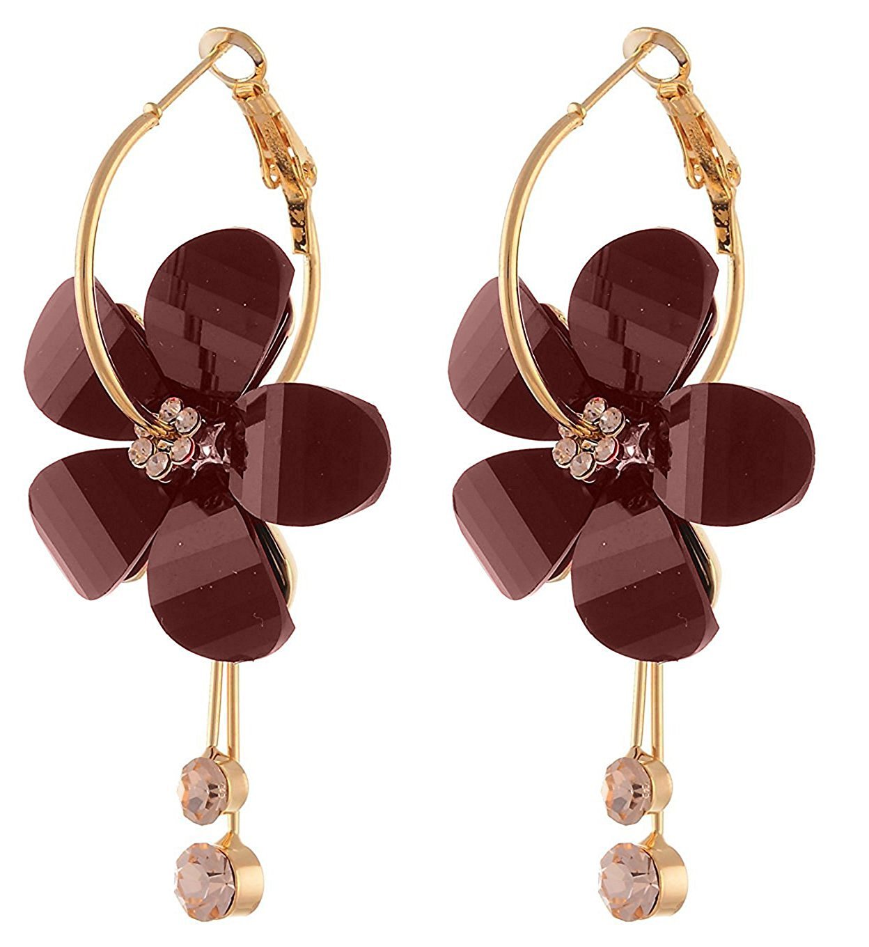 Stylish Yellow Chime Hoop Earrings for Women - Gold Plated Floral Design with Multicolor Stones | Western Fashion Jewelry for Girls & Ladies | Perfect Birthday, Anniversary Gift for Wife | Great for Parties, Weddings & Casual Wear