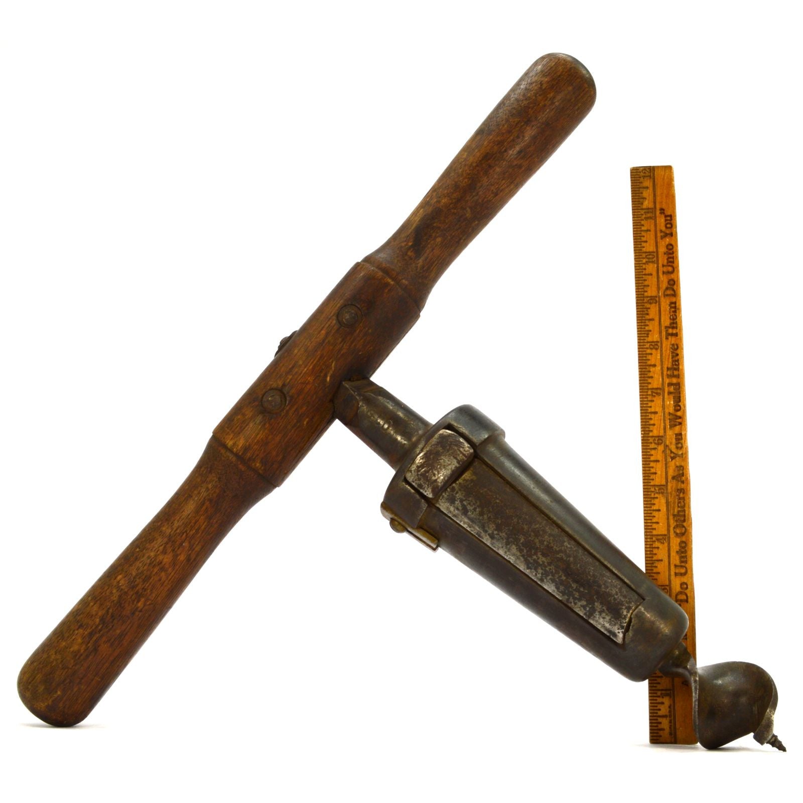 Vintage Bung Hole Drill with T-Handle - Antique Wine & Whiskey Barrel Auger Tool - Perfect for Home Brewing, Barrel Repair & Primitive Woodworking Projects