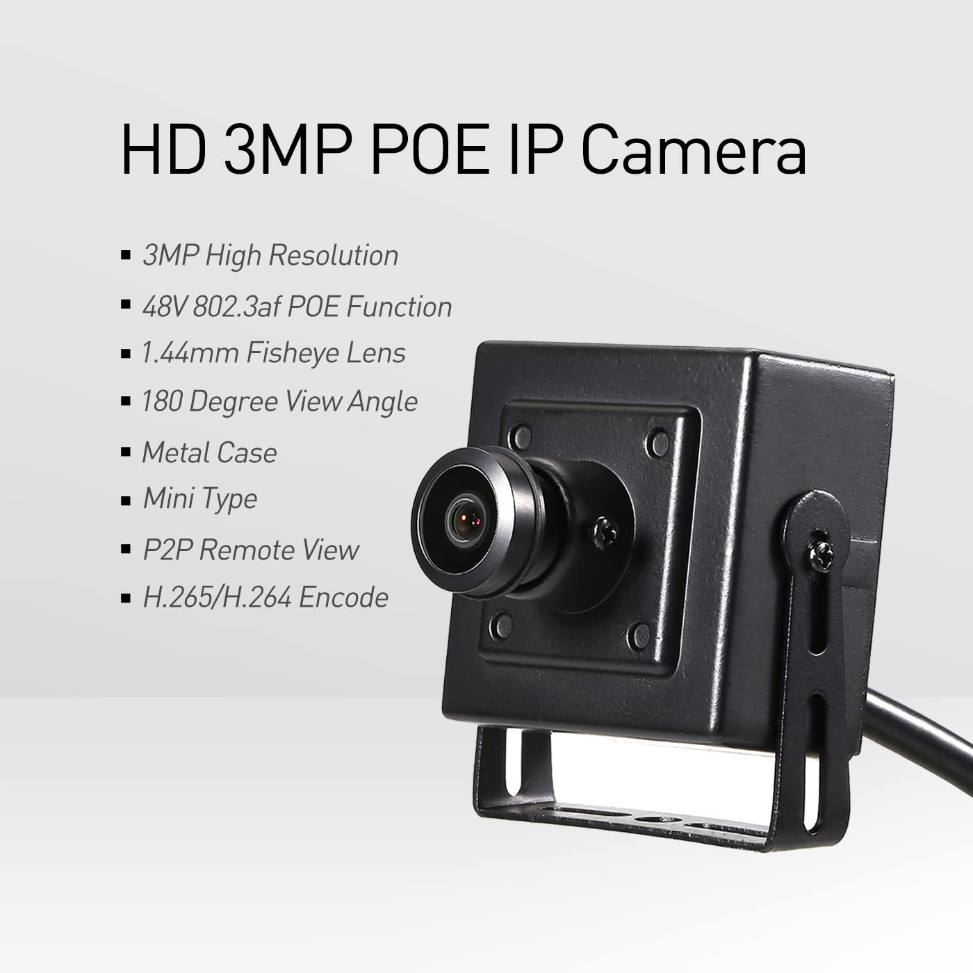 REVOTECH Mini Fisheye POE IP Camera - 3MP HD Indoor Security Camera with 1.44mm Lens, 180° Wide Angle, P2P Remote View, H.265 CCTV Video Surveillance - Ideal for Home, Office & Small Business Security (I706-4-P Black)