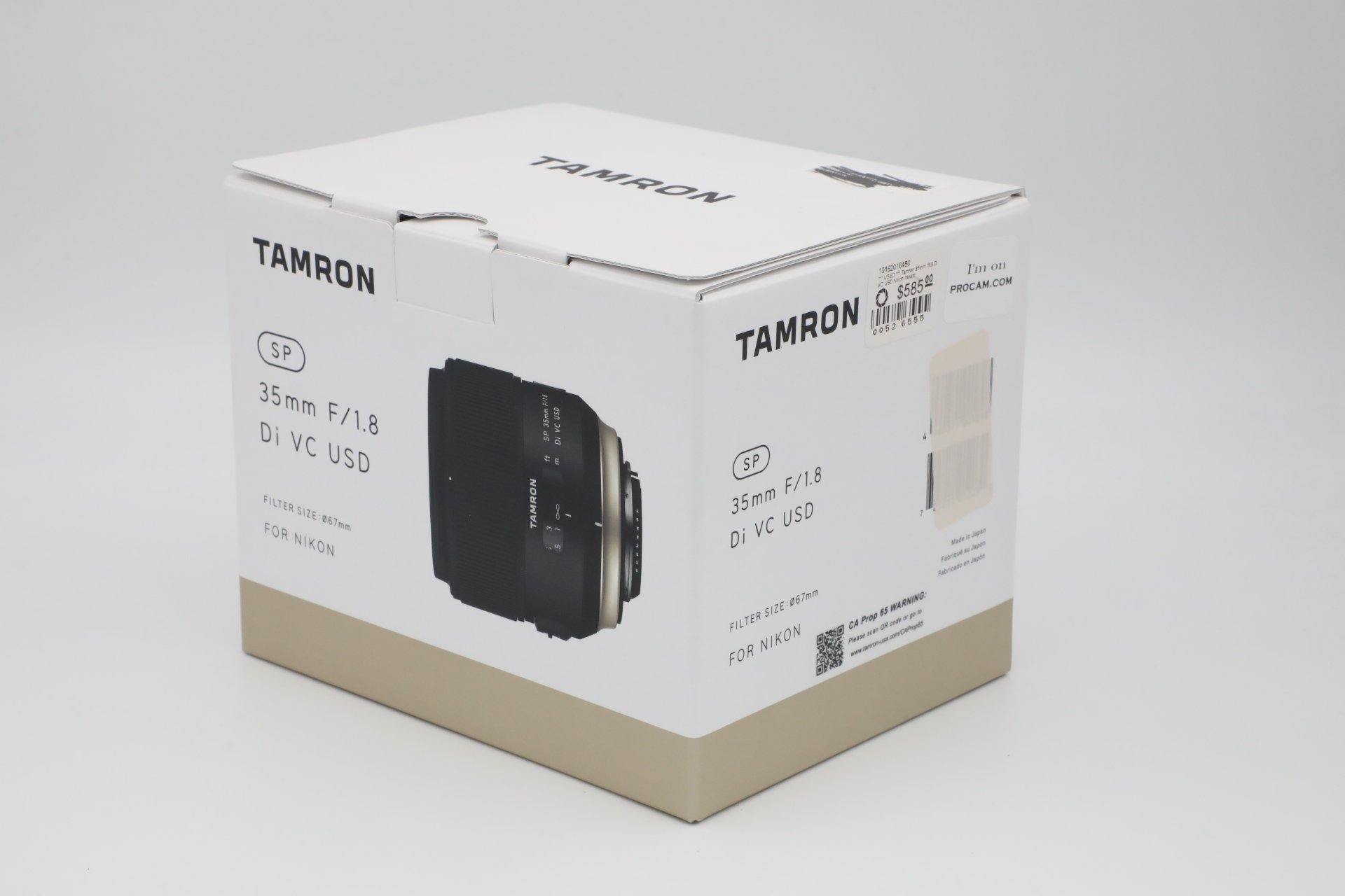 Used Tamron 35mm f/1.8 Di VC USD Lens for Nikon F Mount - Perfect for Portrait, Low Light & Street Photography