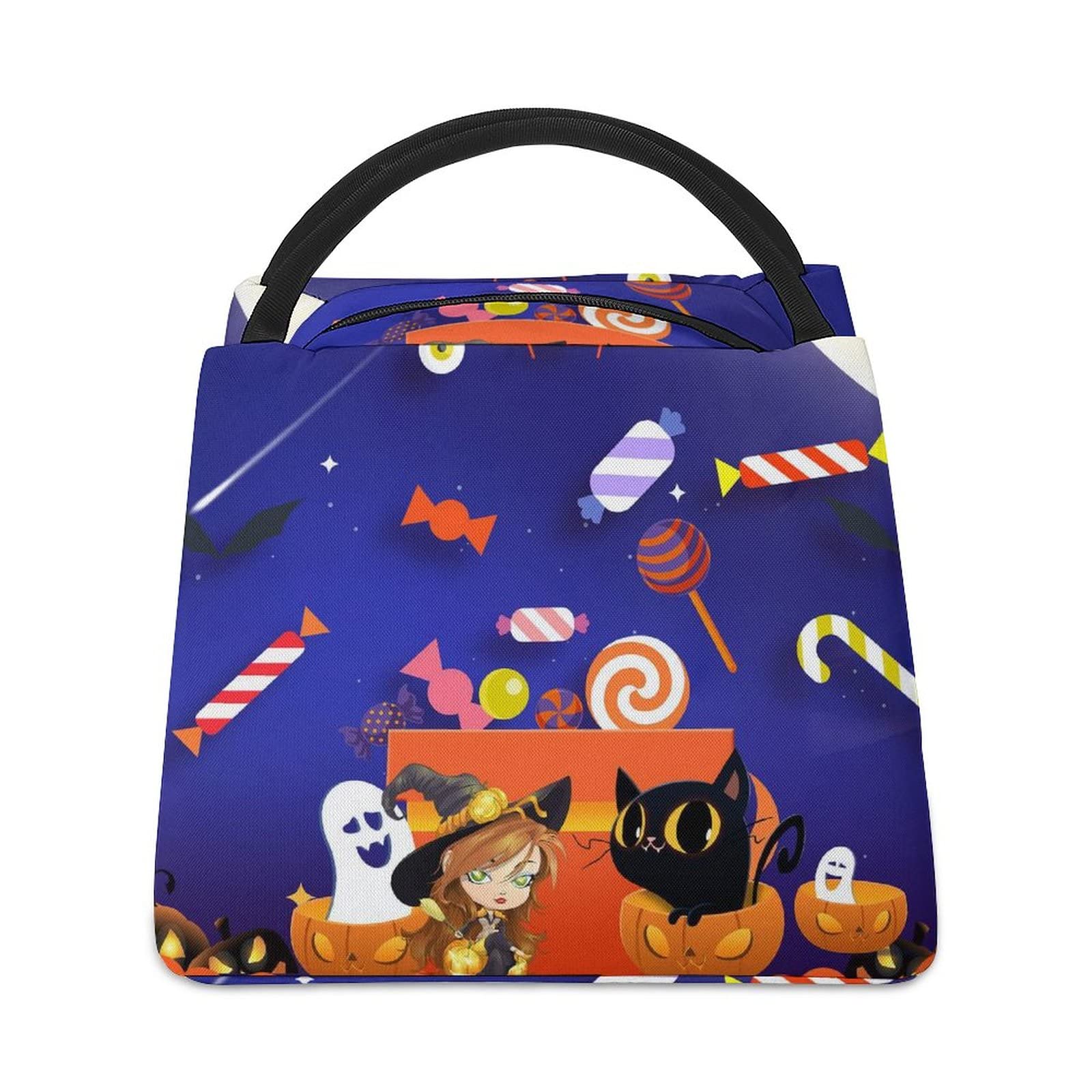 Insulated Lunch Tote Bag for Women - Thermal Work Meal Bag with Aluminum Lining, Reusable Printed Lunch Satchel - Perfect for Office, School, Picnics & Halloween Candy Gifts