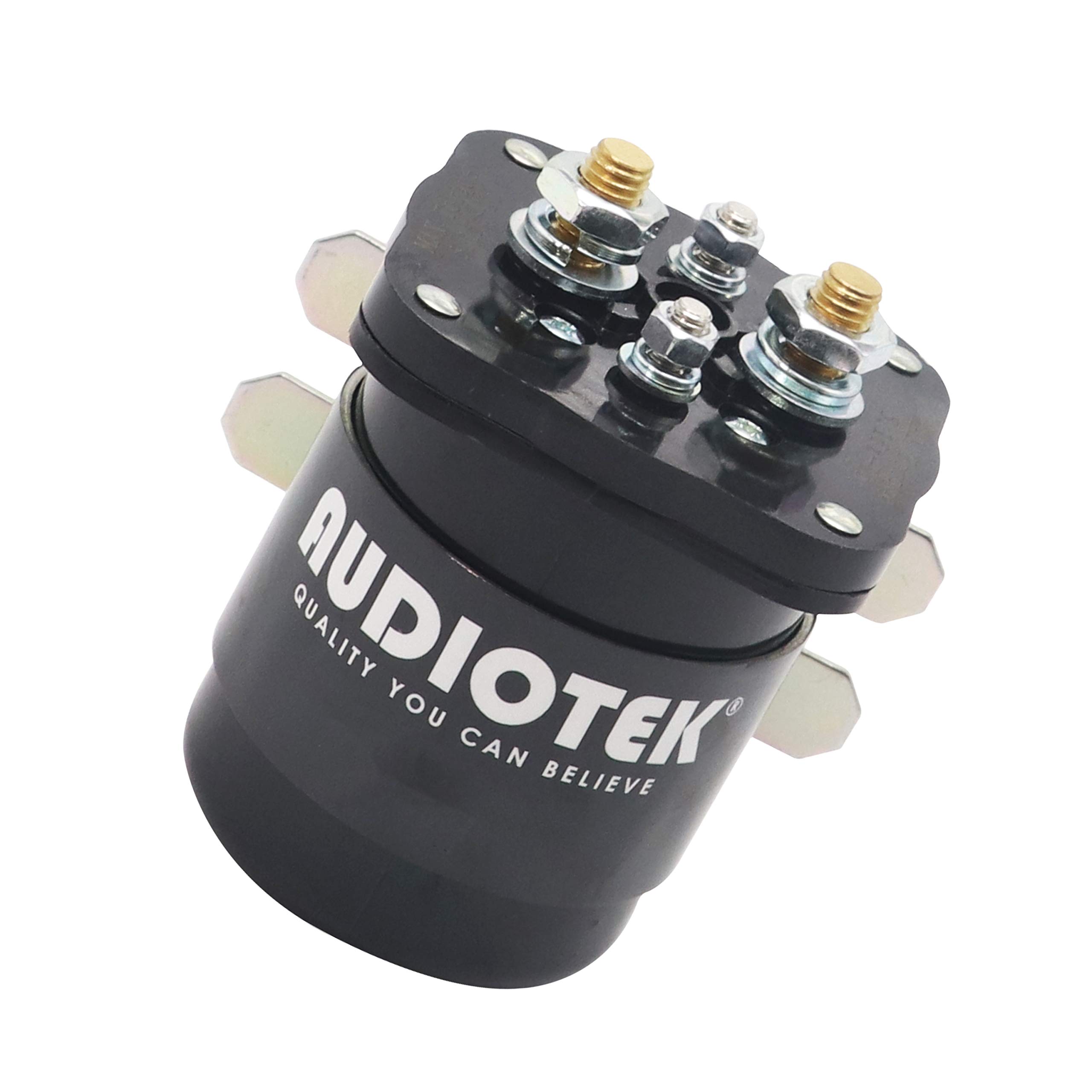 Audiotek 500-Amp 12V Continuous Duty Solenoid Relay - Heavy Duty Battery Isolator & SPST Starter Relay (4 Pin) for Cars, Boats, RVs, Motorcycles - Perfect for Off-Roading, Marine & RV Power Management (1 Pack)
