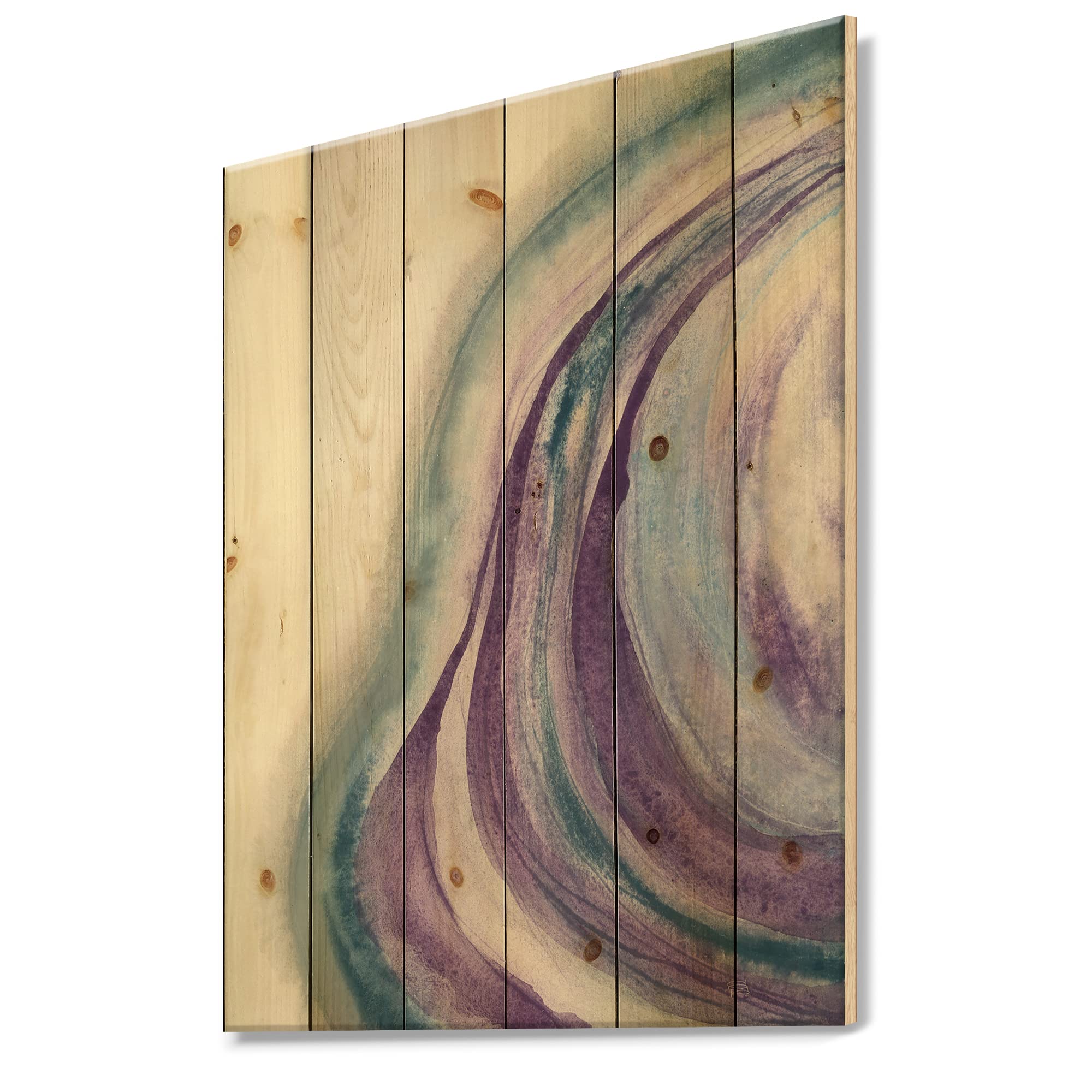 DesignQ Watercolor Geode II Modern Wood Wall Art - Purple Abstract Wall Decor - Large Contemporary Wood Panel Printed on Natural Pine - Perfect for Living Room, Bedroom & Office Decor