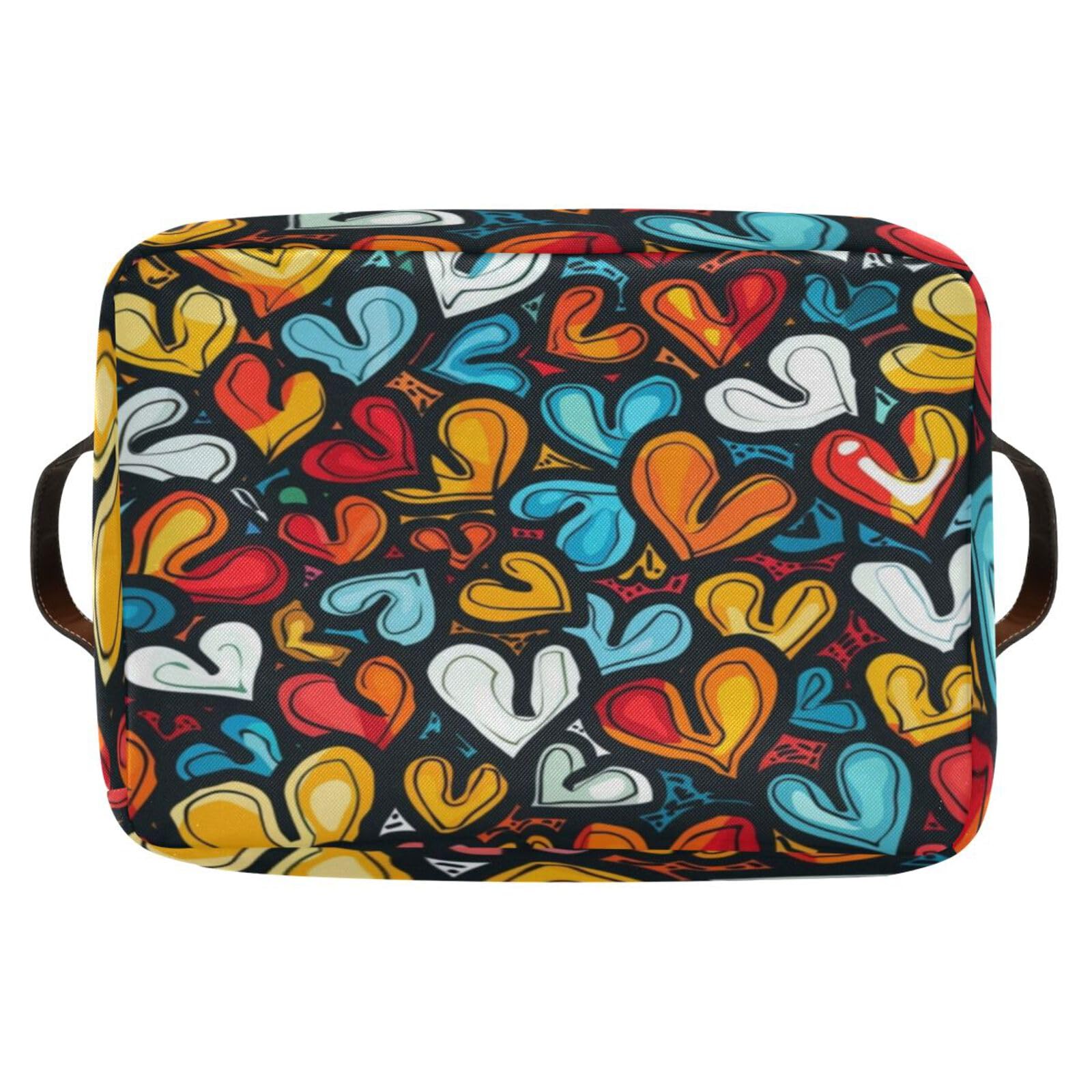 Large Fabric Storage Bins with Handles - Collapsible Heart Baskets for Clothes, Toys & Home Organization | Perfect for Shelves & Closets