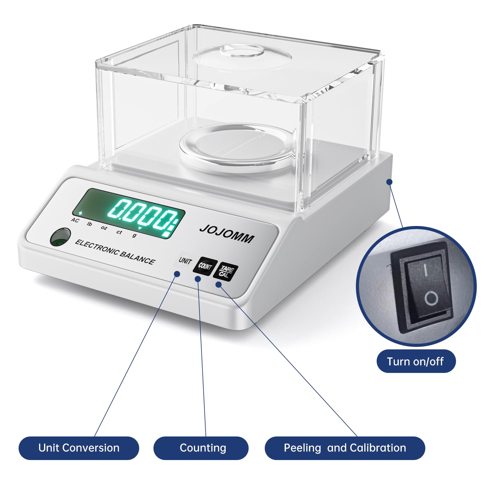 500g x 0.001g High Precision Digital Analytical Balance - Laboratory Electronic Scale with 0.001g Accuracy for Jewelry, Science, Kitchen & Industrial Use | Perfect for Gold Weighing, Chemical Measurements and Cooking Ingredients