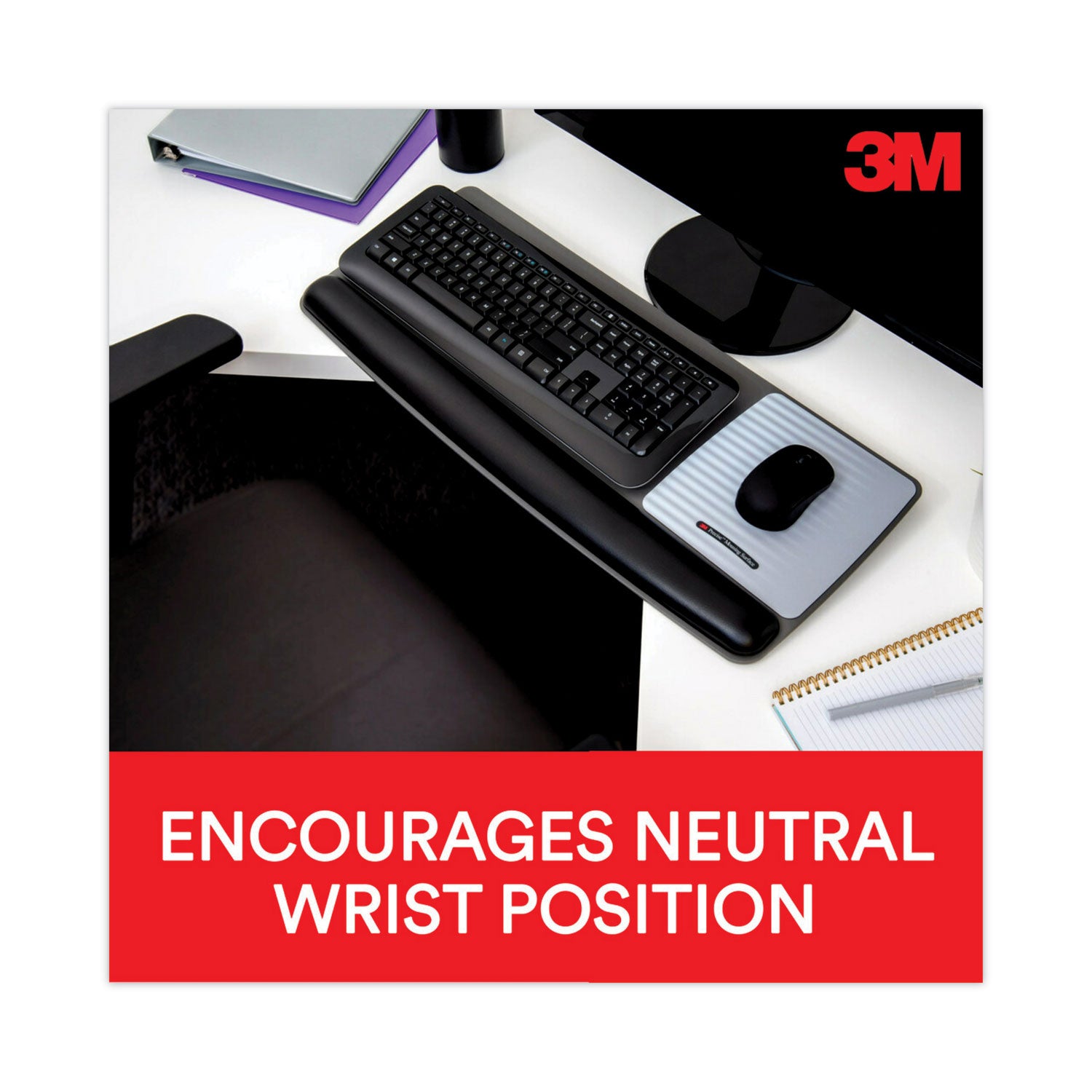 3M™ Antimicrobial Gel Mouse Pad with Keyboard Wrist Rest - 25.5