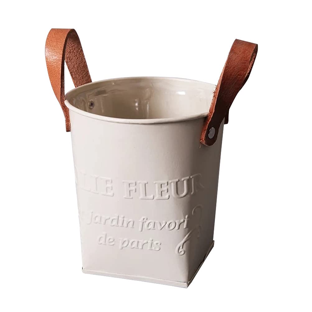 Vintage Flower Bucket with Handle - Retro Style Gardening Planter Pot for Indoor/Outdoor Plants - Perfect for Home Decor, Garden Planting & Floral Arrangements