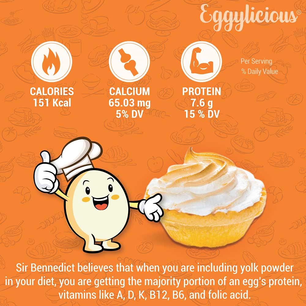 Premium Egg Yolk Powder - 100% Natural Dried Egg Protein Powder from Fresh Pasteurized Eggs | Non-GMO, No Additives | Perfect for Baking, Smoothies, Protein Shakes & Cooking | 1lb (16oz) Bulk Pack