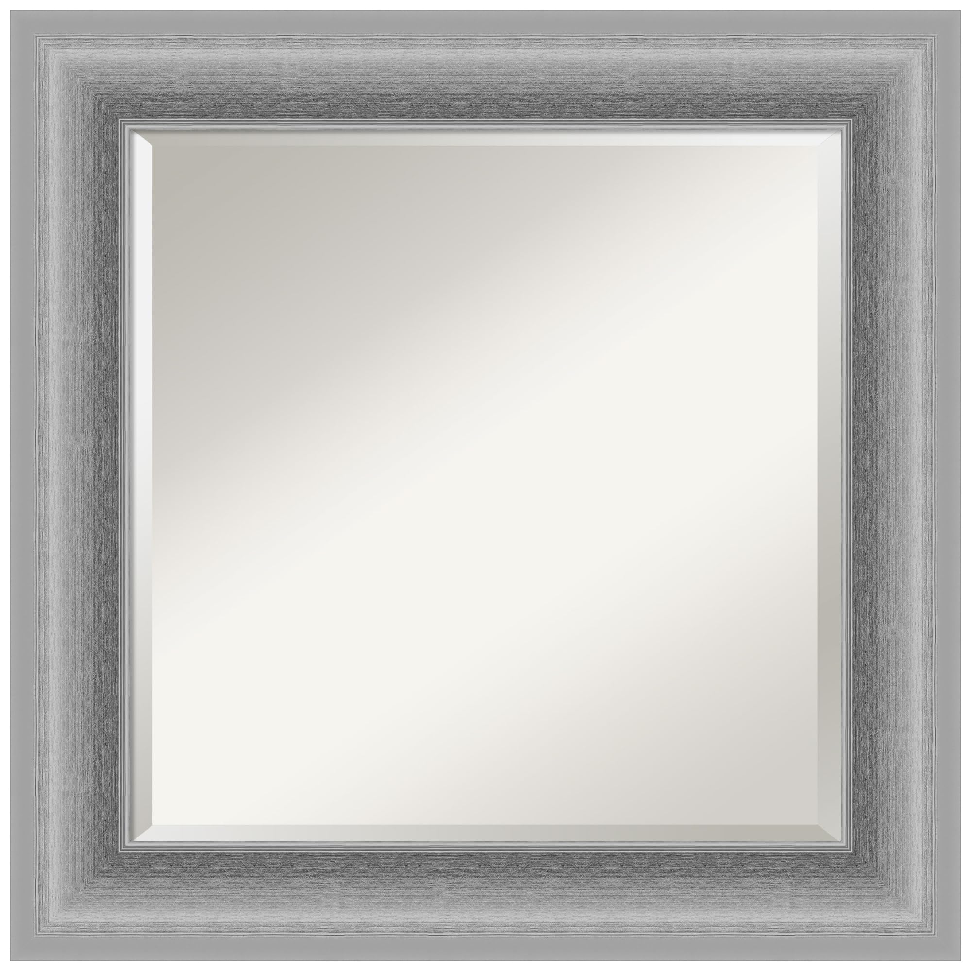 Amanti Art 26x26 Inch Silver Wall Mirror - Polished Nickel Square Bathroom & Living Room Decor with Beveled Edge - Traditional Medium Frame for Horizontal or Vertical Hanging - Perfect for Bathroom Vanity, Entryway & Bedroom Decor
