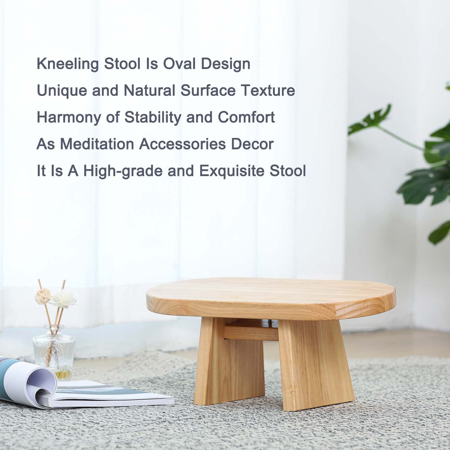 Handcrafted Wooden Meditation Bench - Stable Seiza Prayer Stool for Zen Yoga & Mindful Sitting - Perfect for Home, Temple & Meditation Studios