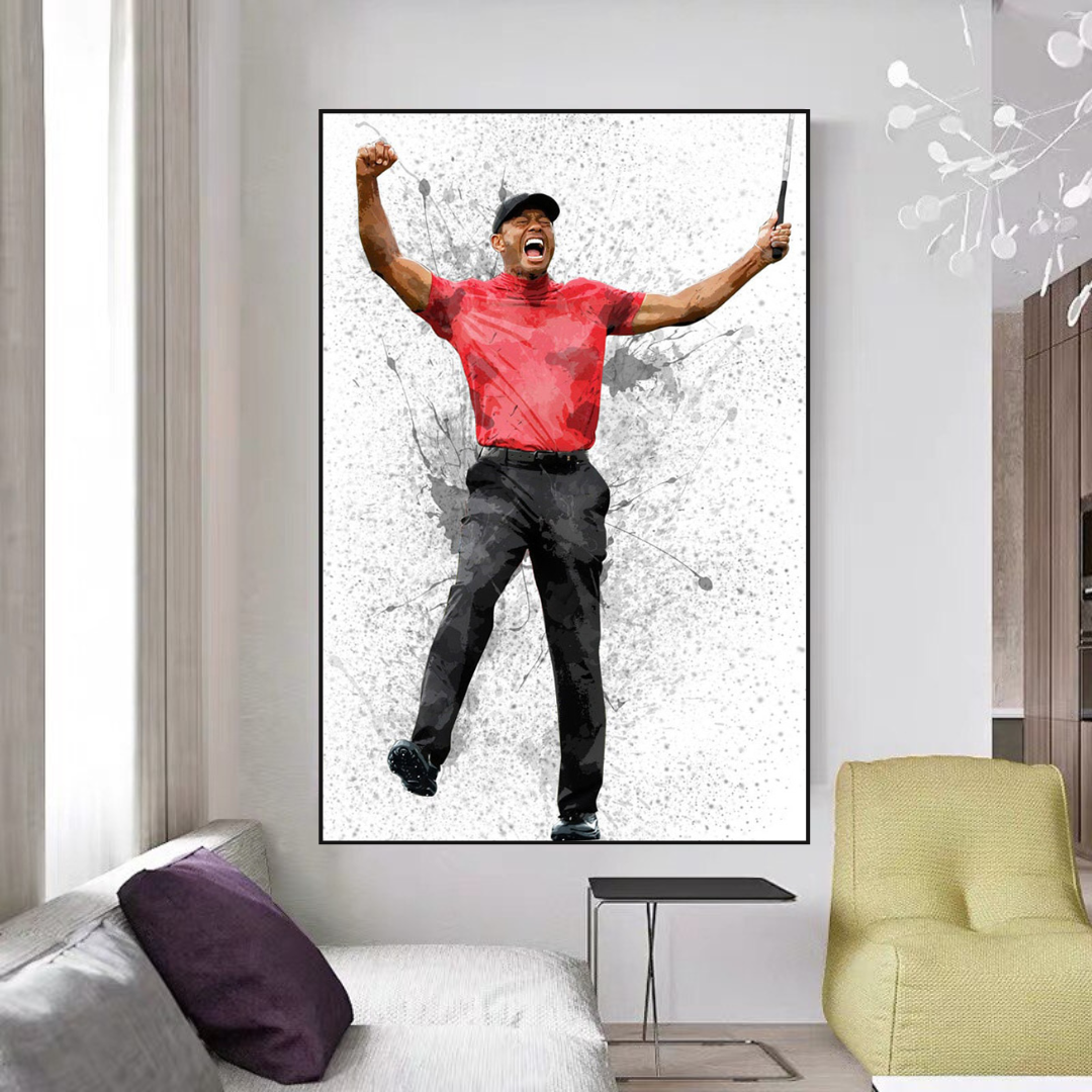 Tiger Woods Canvas Wall Art - Premium Golf Decor for Home & Office | Exclusive Collection | Perfect for Sports Fans & Man Cave Decor