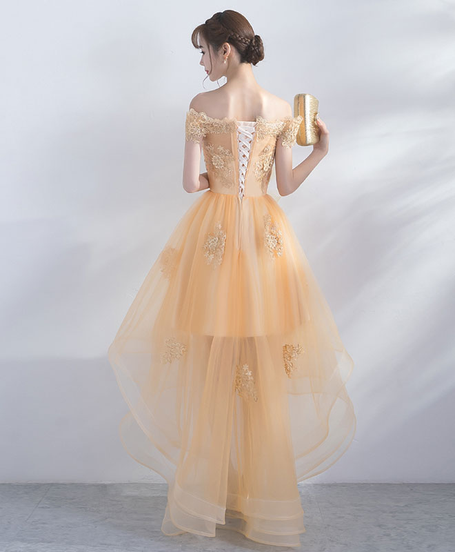 Elegant Champagne Tulle Lace Short Prom Dress | Homecoming Party Gown | Perfect for Prom Night, Homecoming Dance & Special Occasions