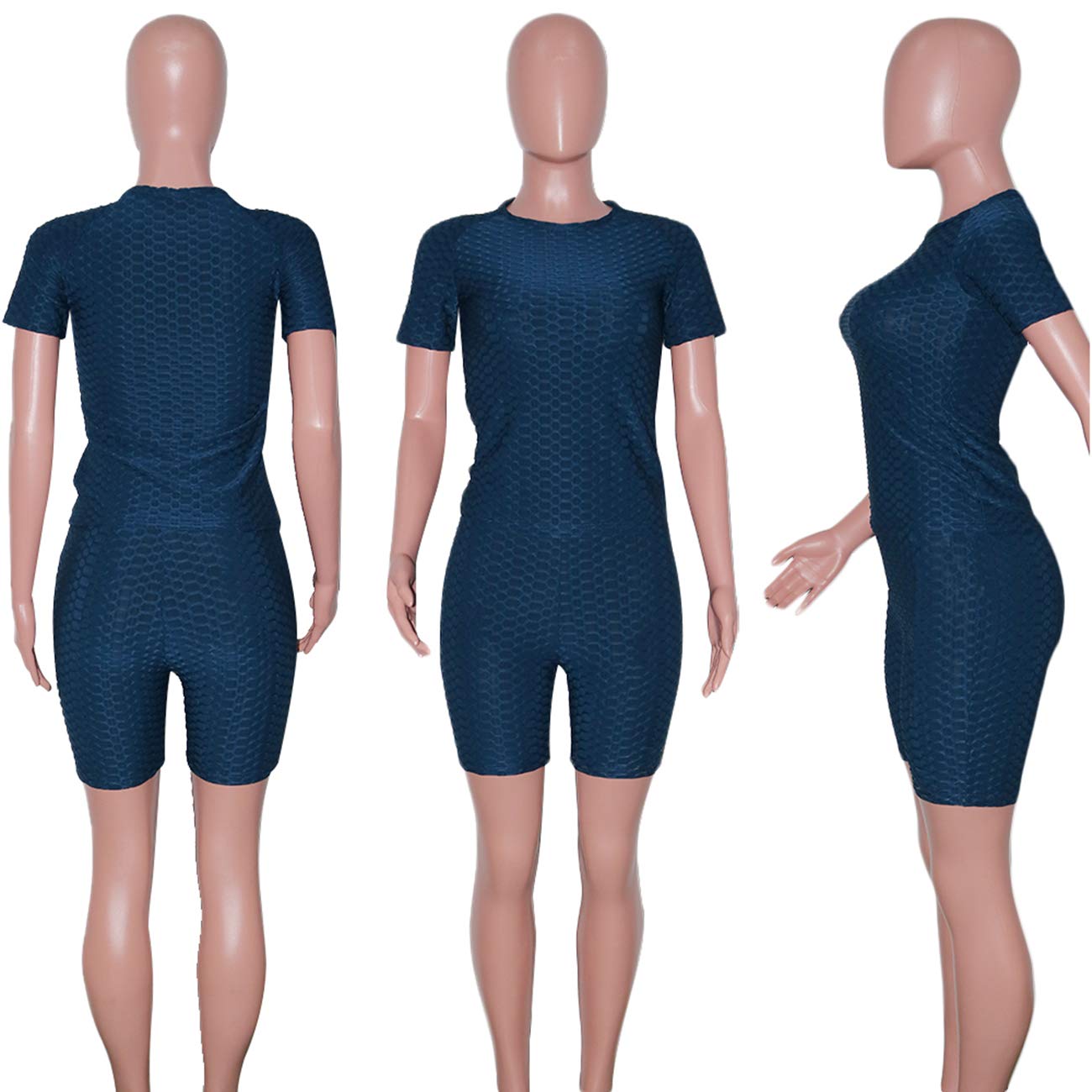 Women's 2-Piece Short Set - Textured Tracksuit with Short Sleeve Top & Shorts | Summer Workout Outfit for Gym, Yoga & Casual Wear