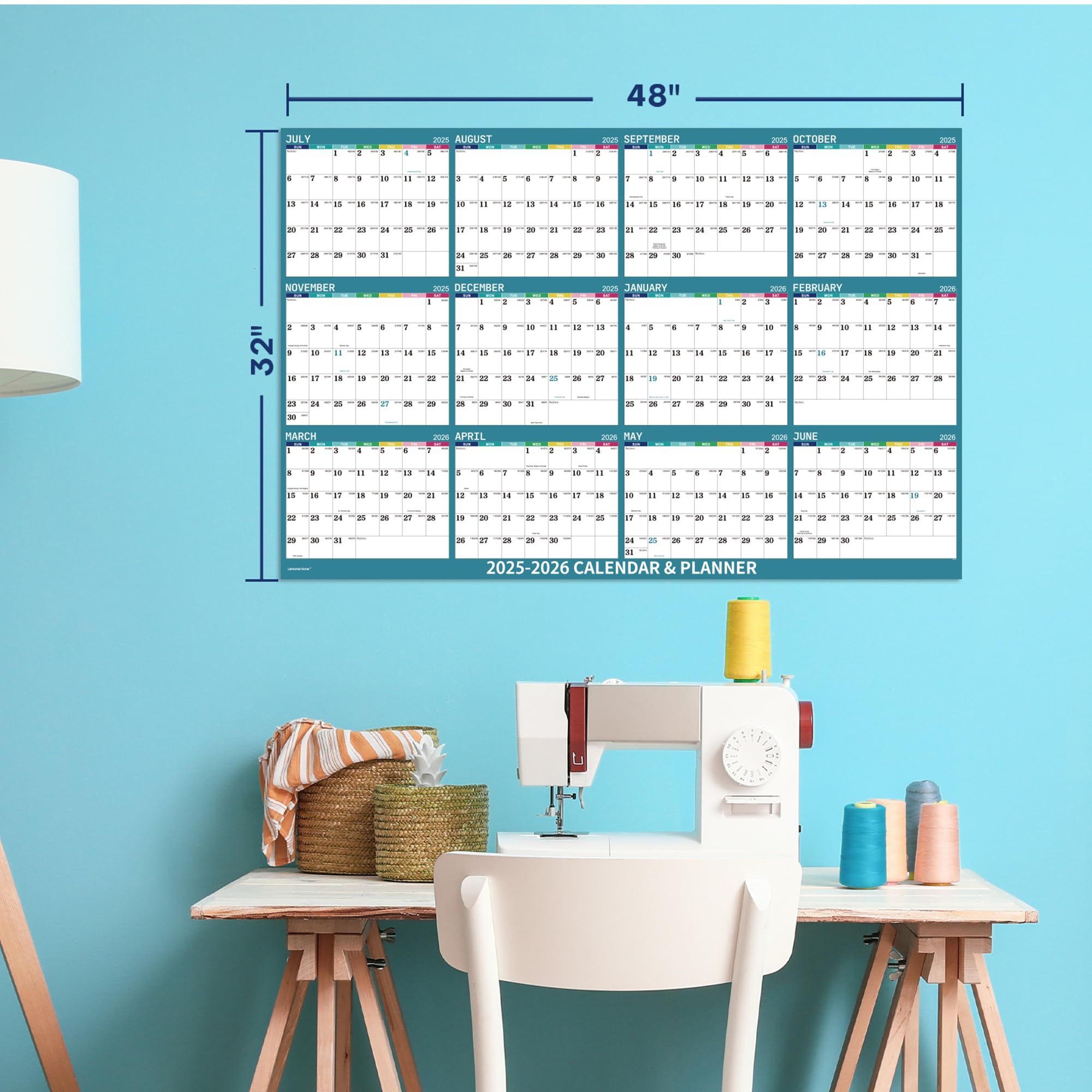 2025-2026 Dry Erase Wall Calendar - Large 48